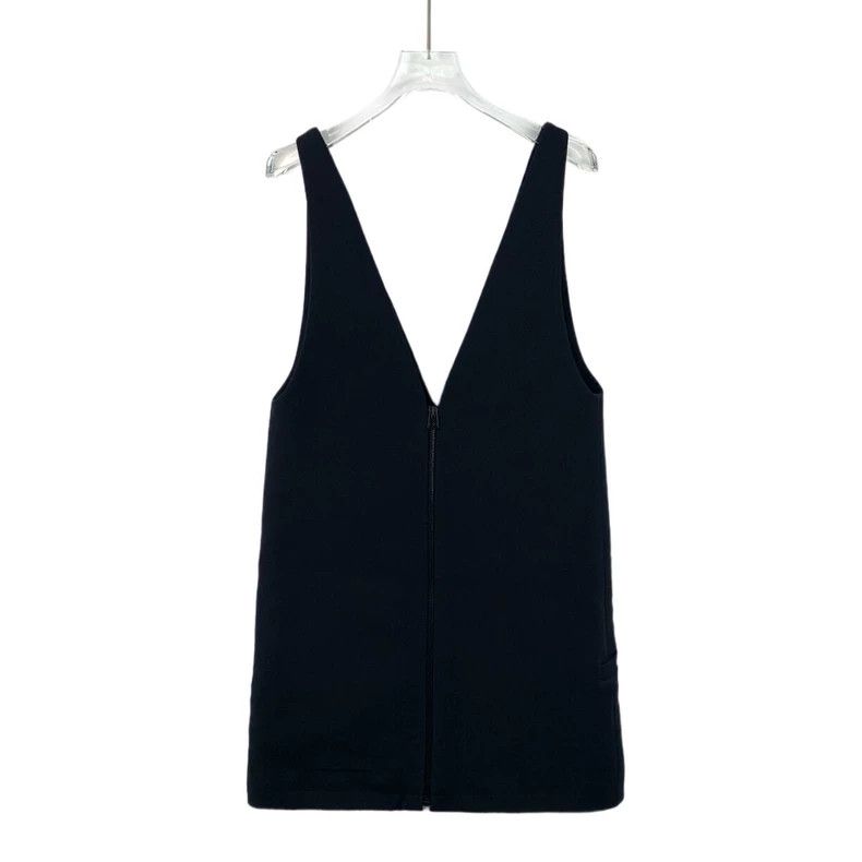 Dior Dior Black back zipper wool V-neck sleeveless dress Size XXS / US 00 / IT 34 - 2 Thumbnail