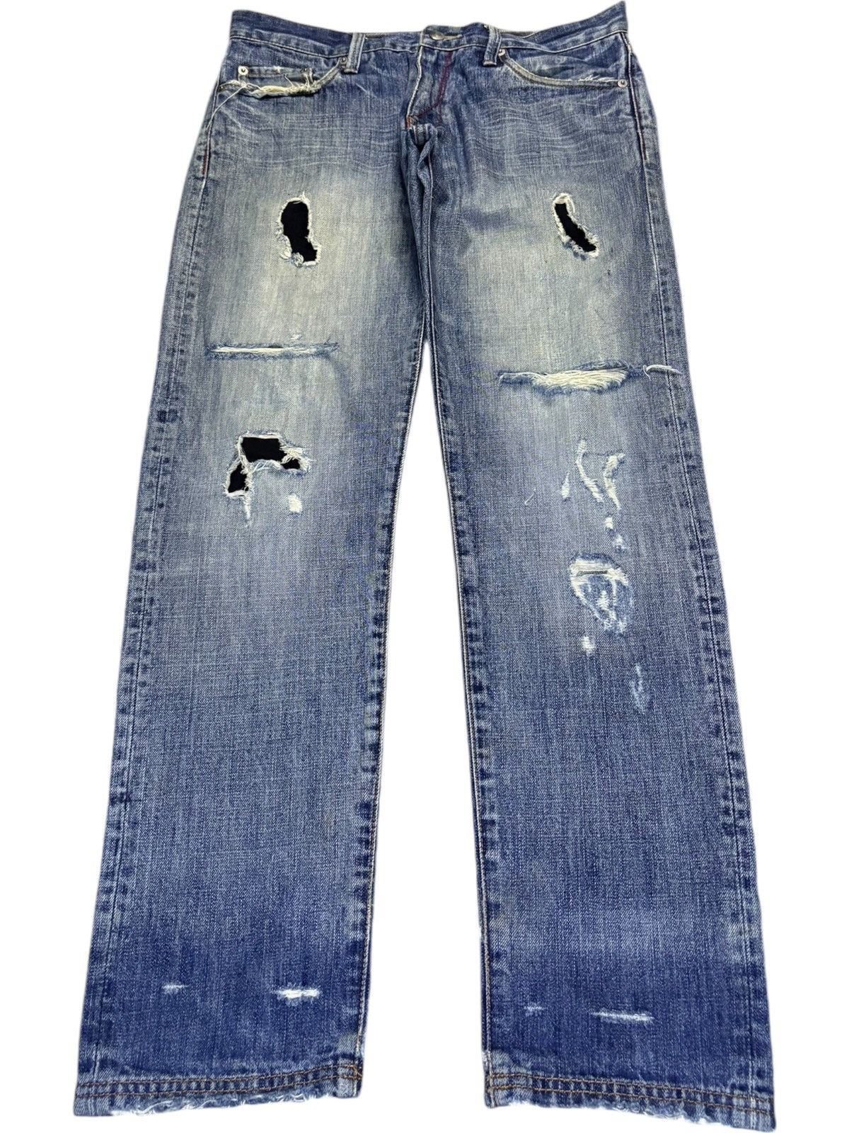 Japanese Brand Vintage Japanese Brand Faded Wash Distressed Patched Jeans Size US 33 - 1 Thumbnail