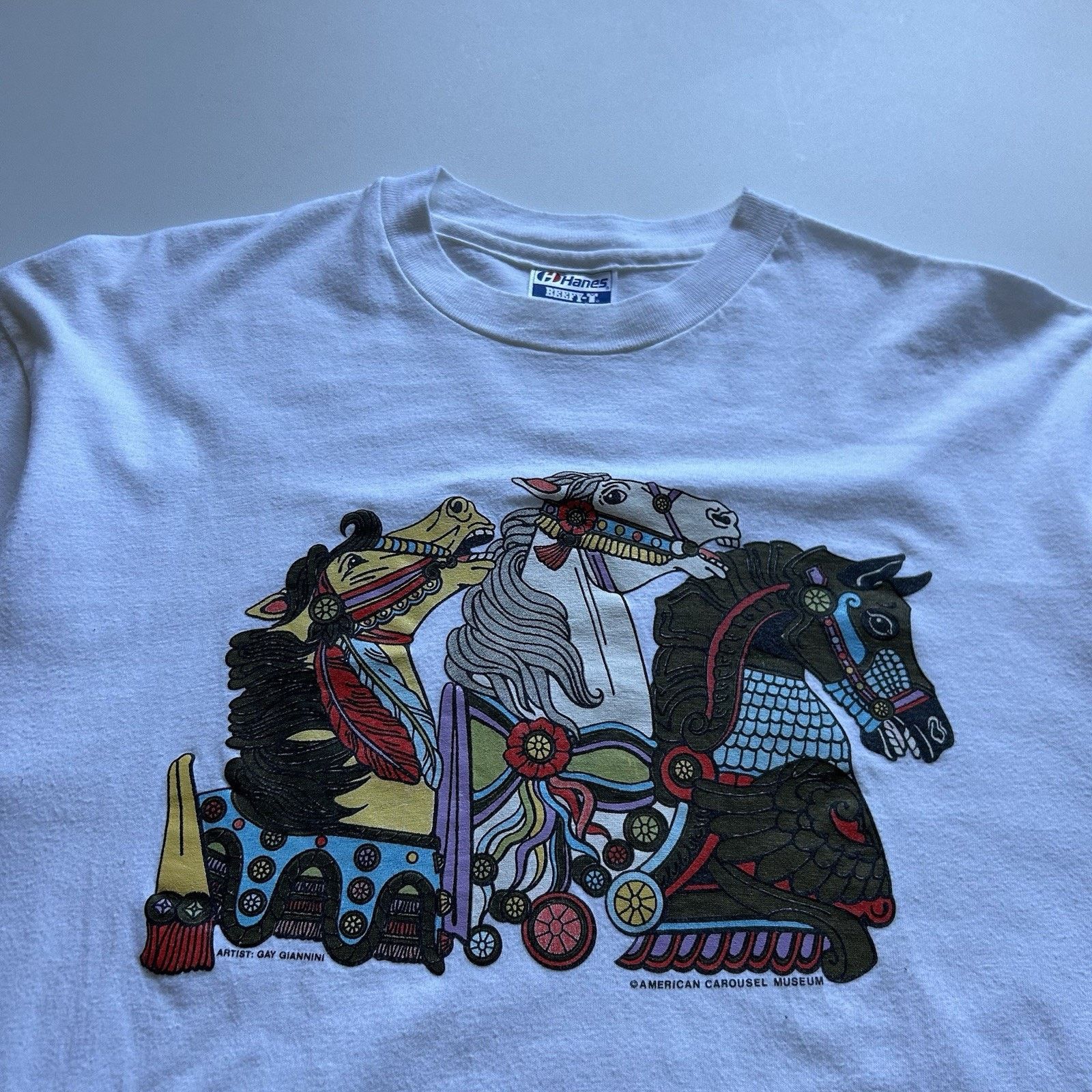 Hanes Vintage 90s American Carousel Museum T-Shirt XL Hanes Beefy Size US XL / EU 56 / 4 - 2 Thumbnail