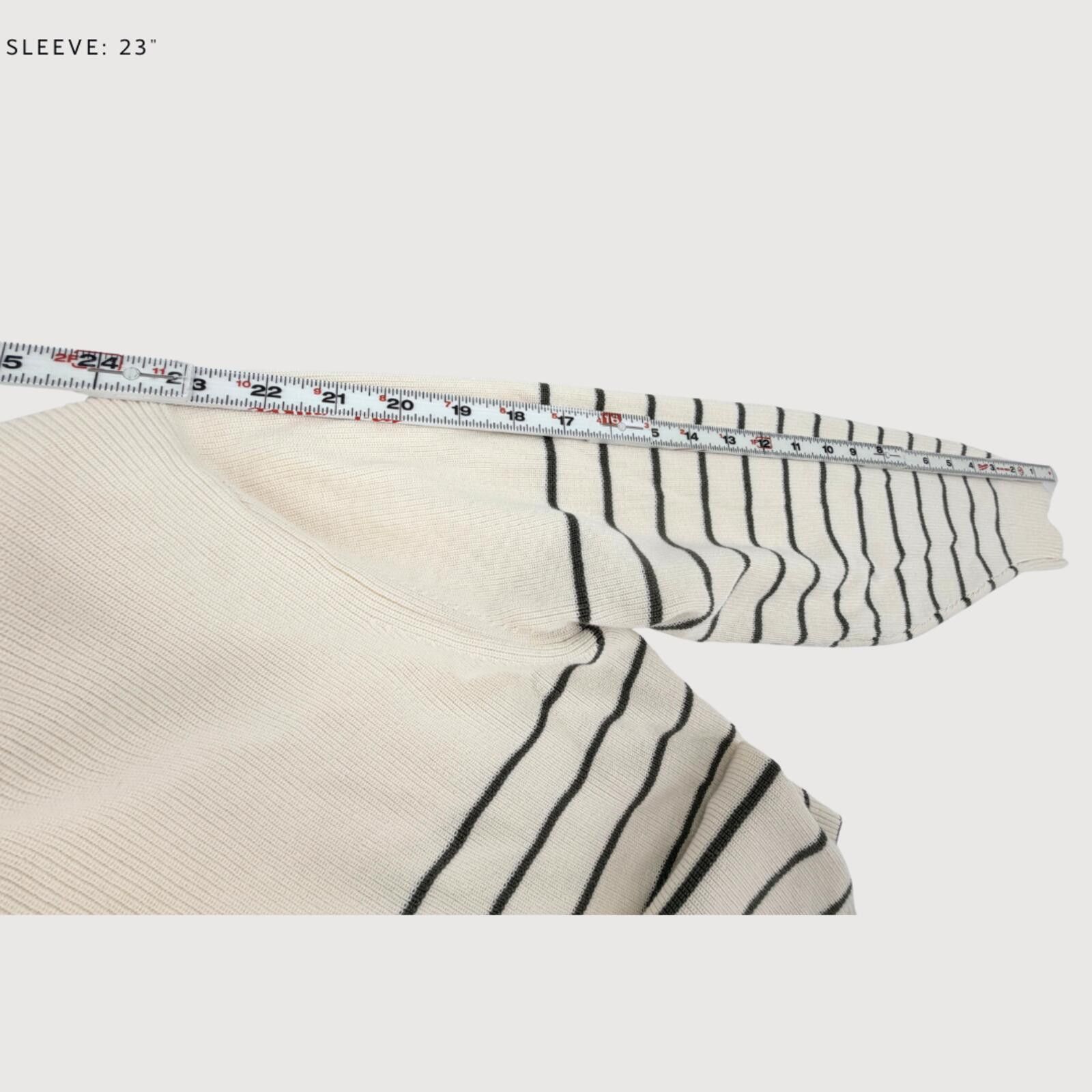 Massimo Dutti Massimo Dutti Zip Sweater Cream Striped Cotton L Size US L / EU 52-54 / 3 - 8 Thumbnail