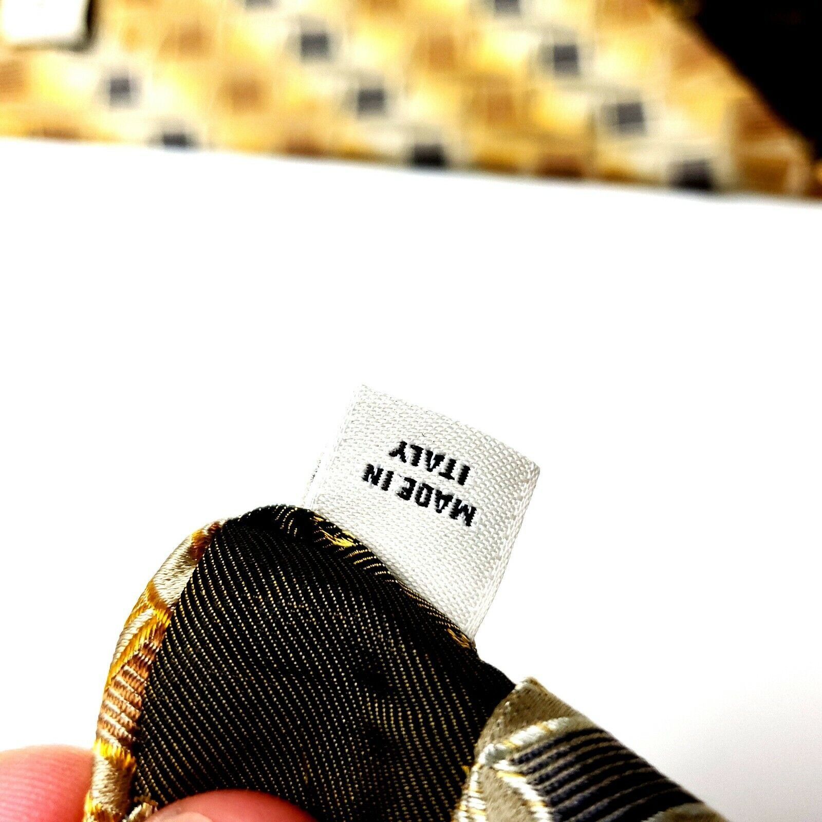 Pronto Uomo Pronto Uomo Silk Tie Yellow Woven Geometric Size ONE SIZE - 4 Thumbnail