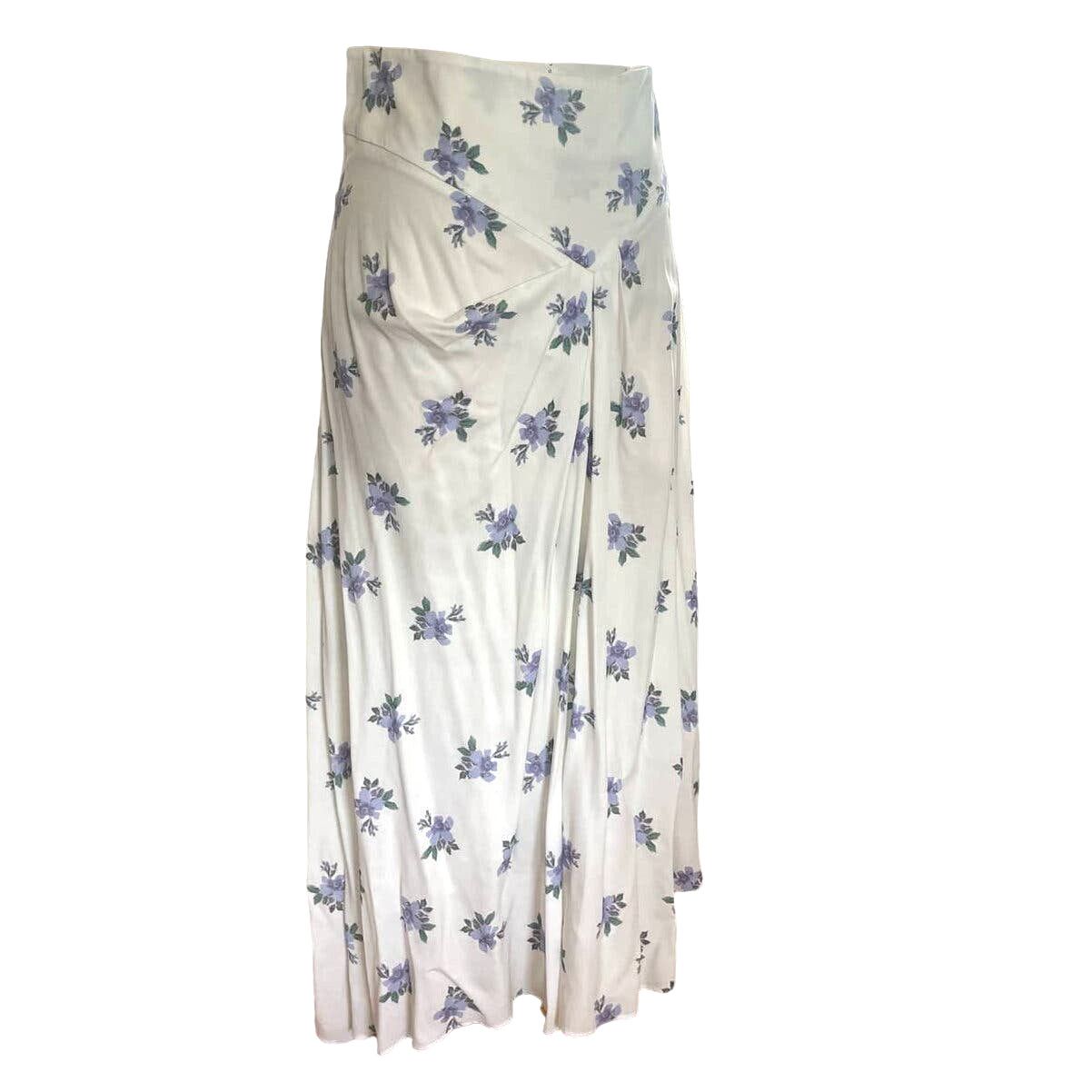 image of NWT Isabel Marant Draped Floral Midi Skirt - Size 38/ Us 6 in White, Women's
