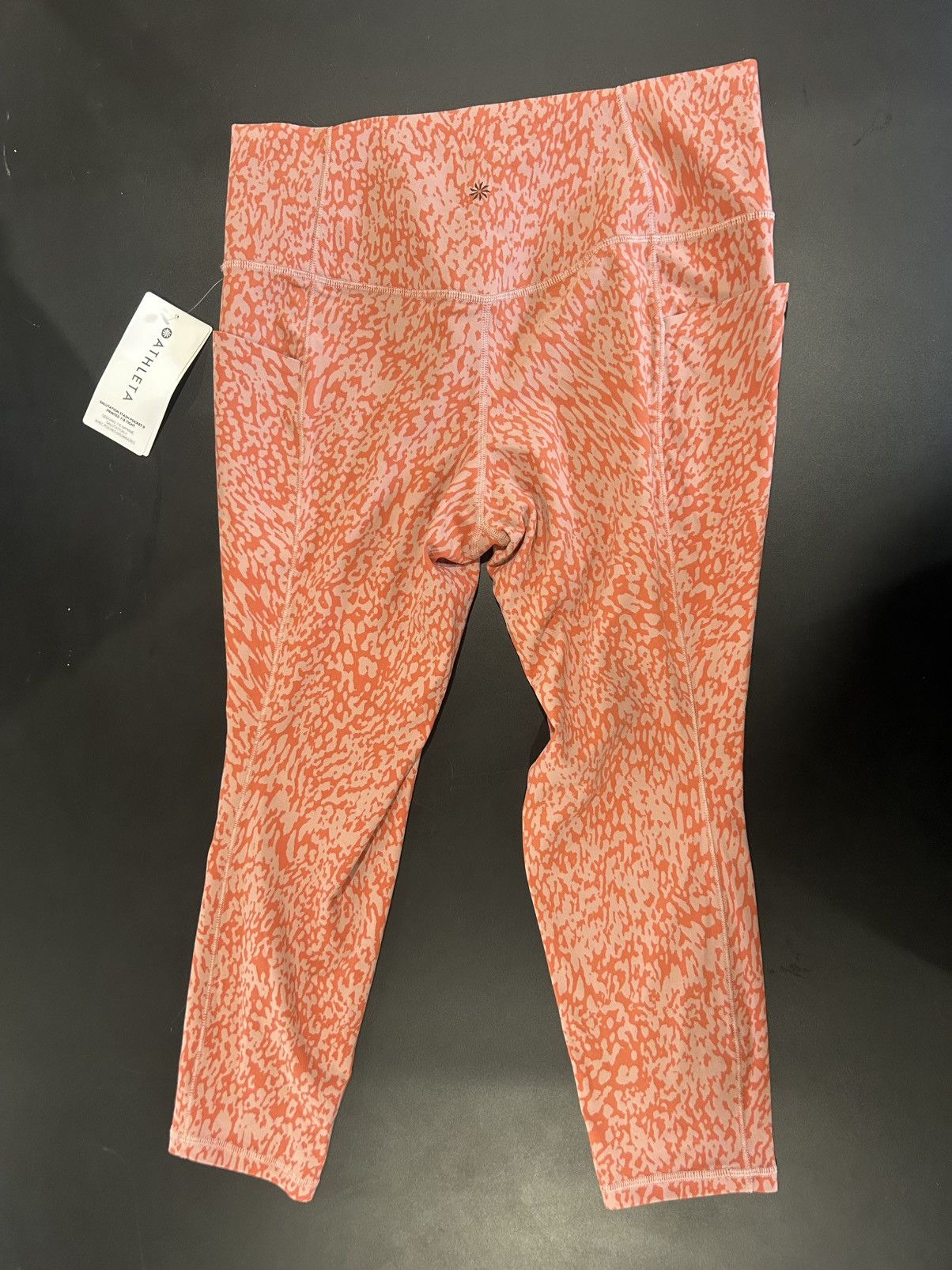 Athleta NWT Athleta Orange-Print High-Rise Athletic Leggings Size 34" / US 12 / IT 48 - 3 Thumbnail