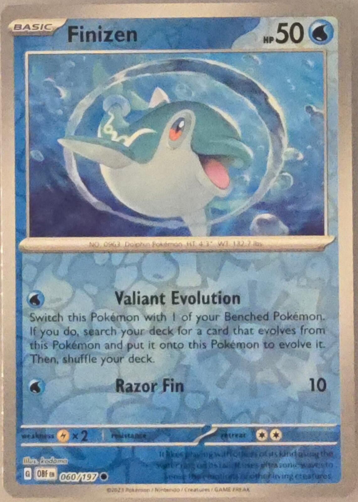 Pokemon Finizen card from Pokémon Obsidian Flames Size ONE SIZE - 1 Thumbnail