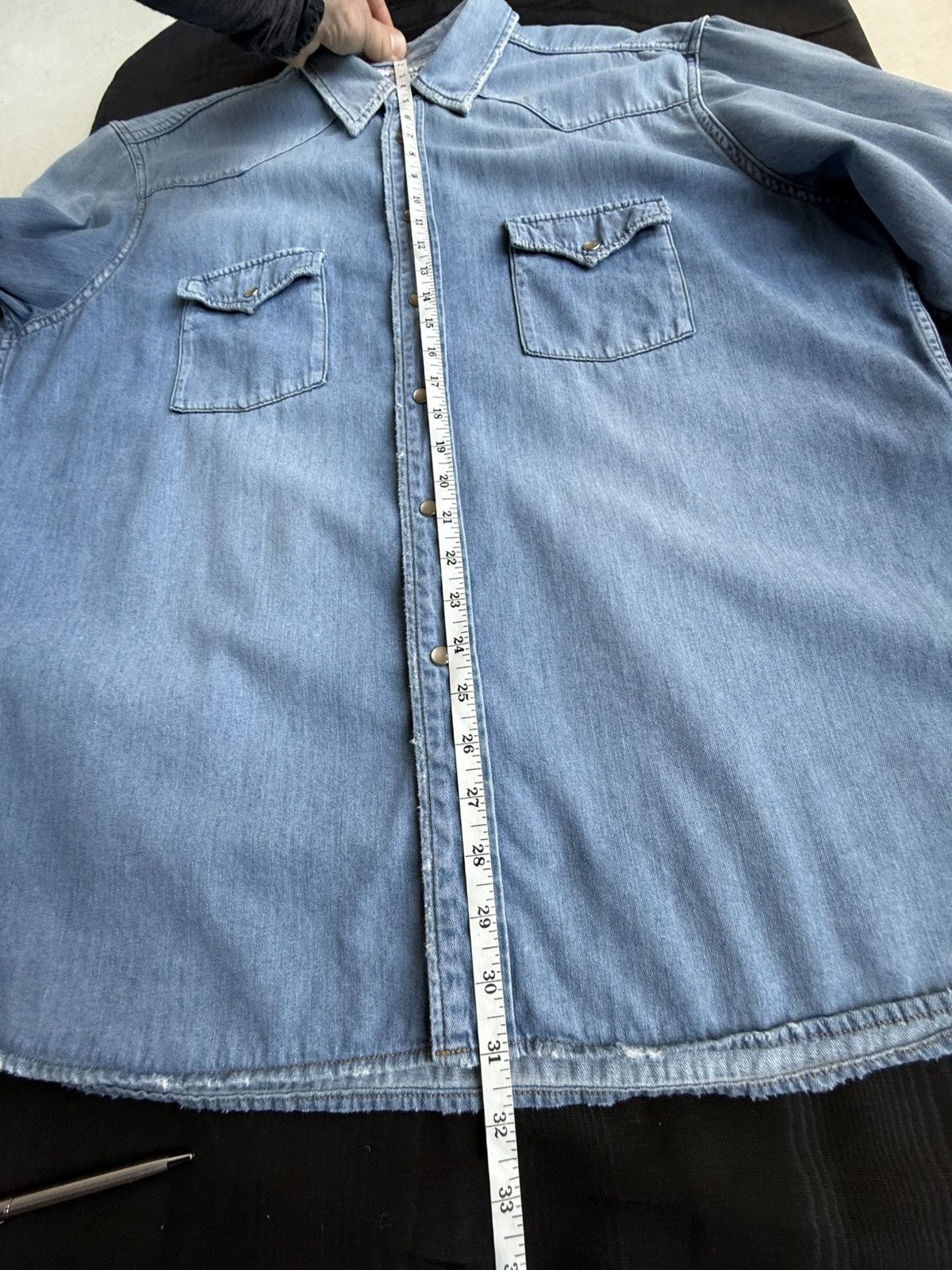 FW16 Saint Laurent distressed crash denim shirt Hedi Slimane
