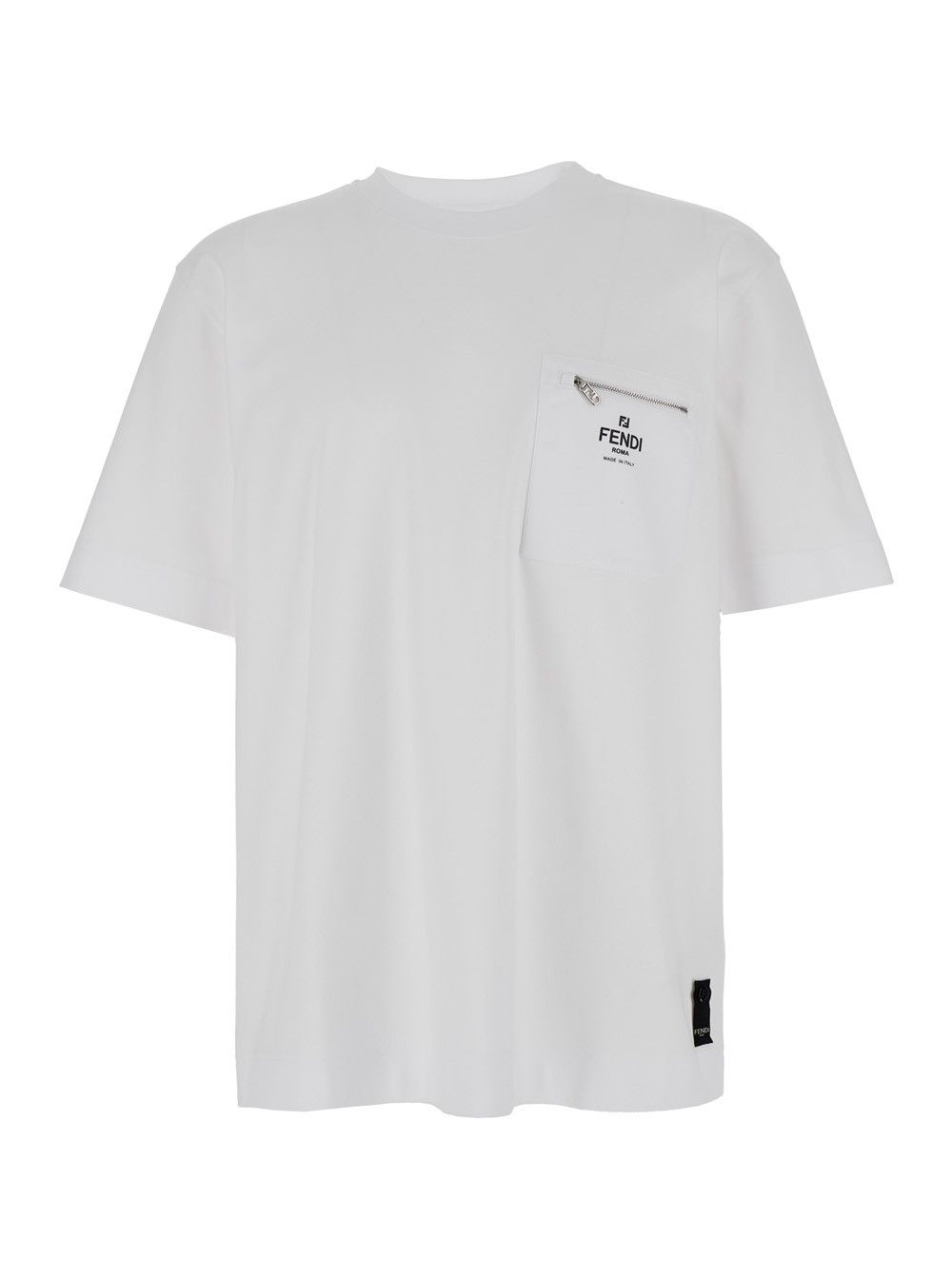 Fendi White T-Shirt with Logo Print on the Front in Men's Cotton Size US XL / EU 56 / 4 - 1 Thumbnail