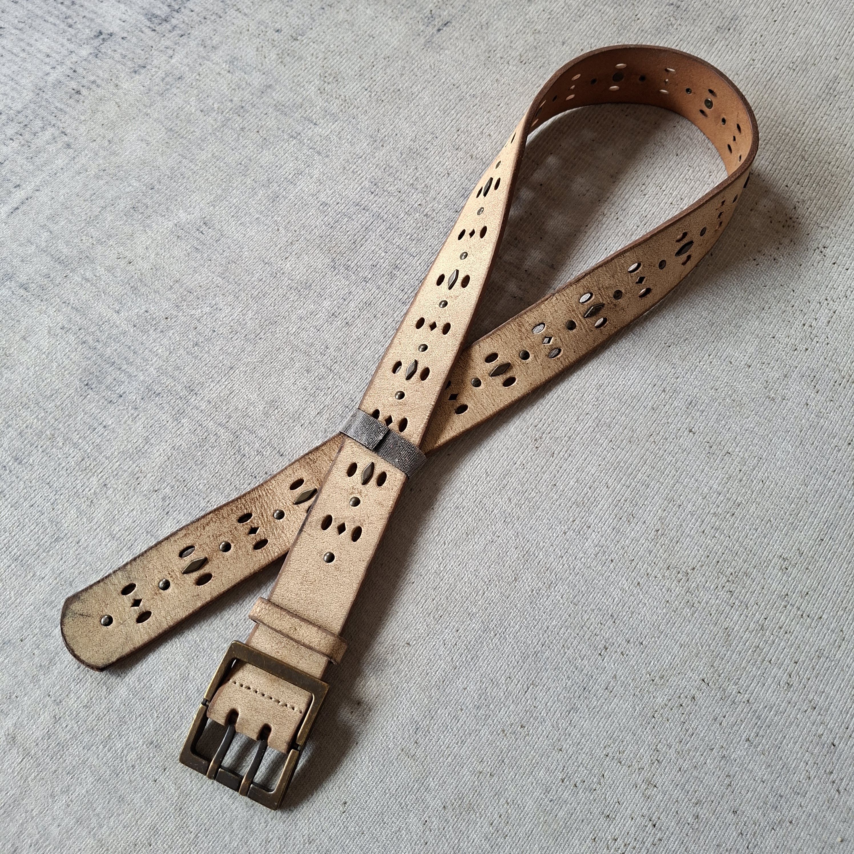 💥 Solid brass garrison stud punk rock eather belt