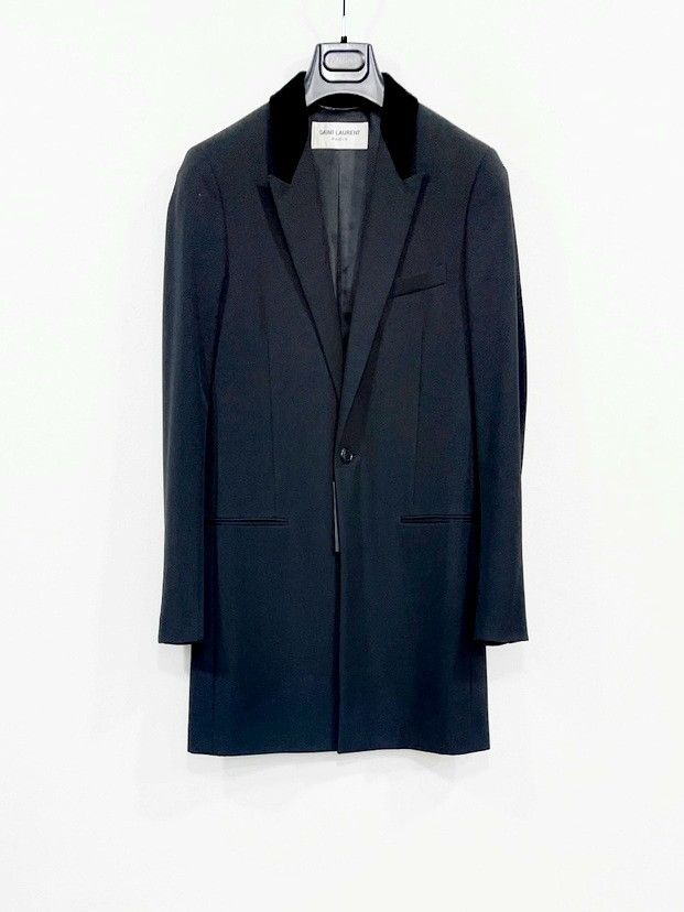 Saint Laurent Paris SAINT LAURENT Men's Black Wool Coat Size US S / EU 44-46 / 1 - 1 Thumbnail