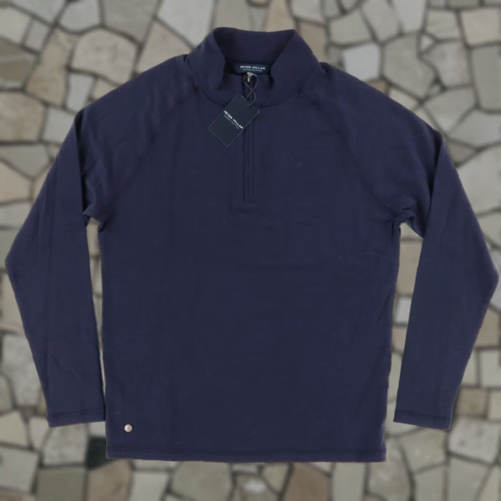 Peter Millar Peter Millar Excursionist Flex Pullover Wool Navy Men S Shirt Sweater Mock Long Sleeve Solid 90s Size US S / EU 44-46 / 1 - 1 Thumbnail