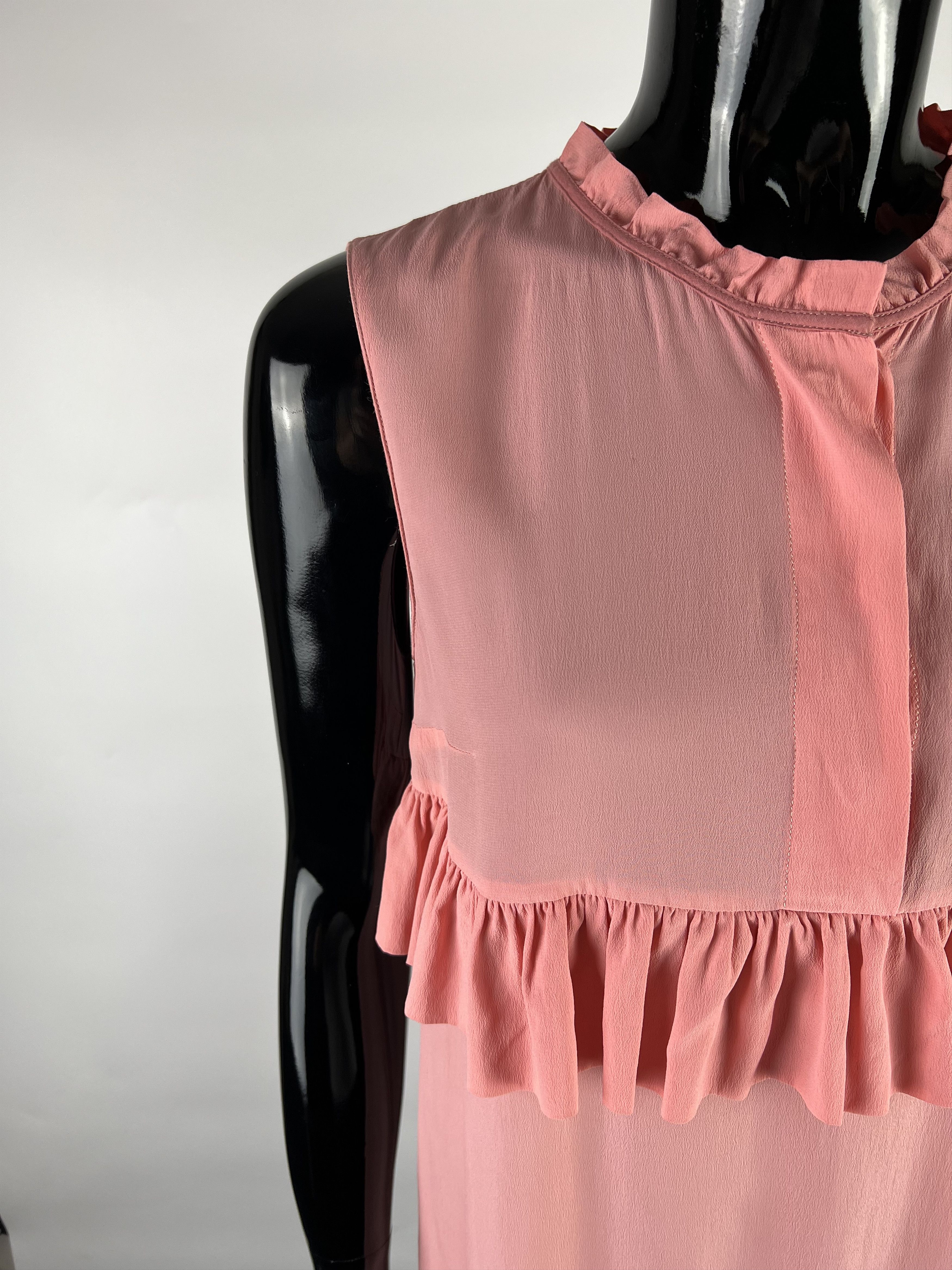 Marni Marni Pink Ruffled Silk Button Sleeveless Dress Size 40 Size S / US 4 / IT 40 - 7 Thumbnail