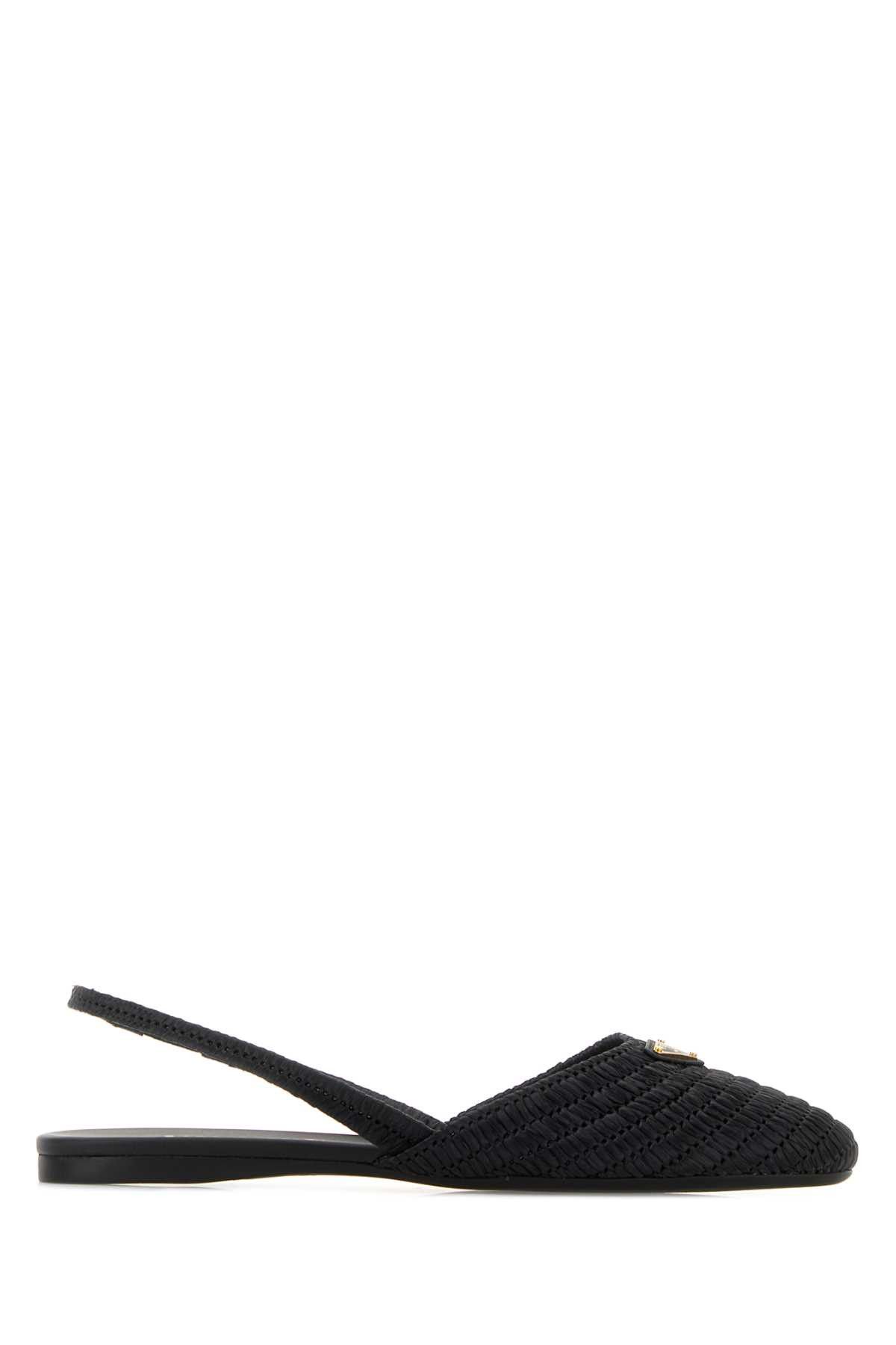 Prada Black Raffia Ballerinas Size US 8 / IT 38 - 1 Thumbnail