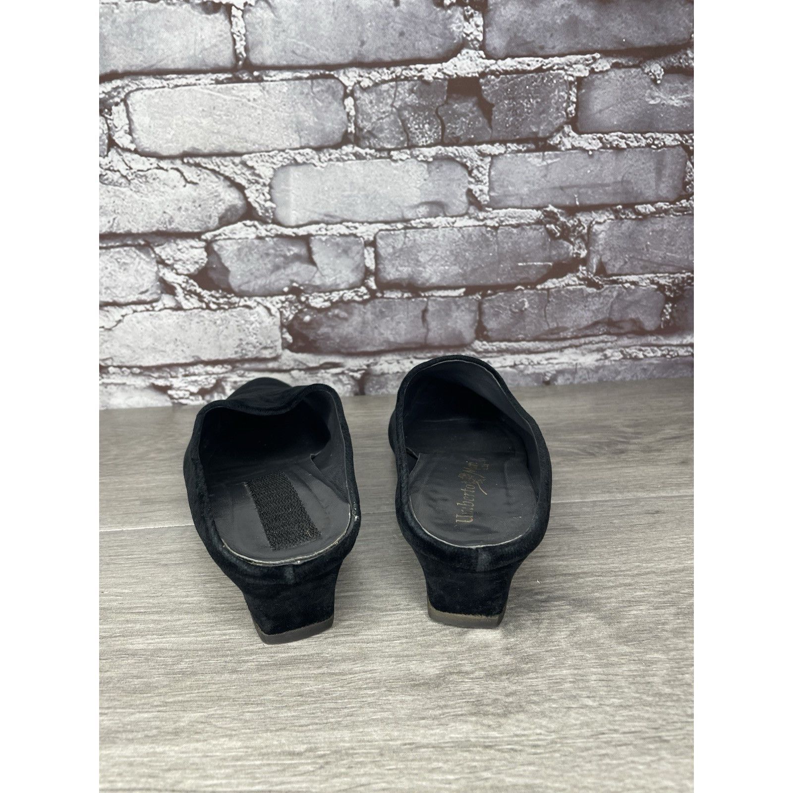 Umbro Umberto Mari Black Suede Leather Slip On Heel Mules Shoes Wo Size US 10 / IT 40 - 4 Thumbnail