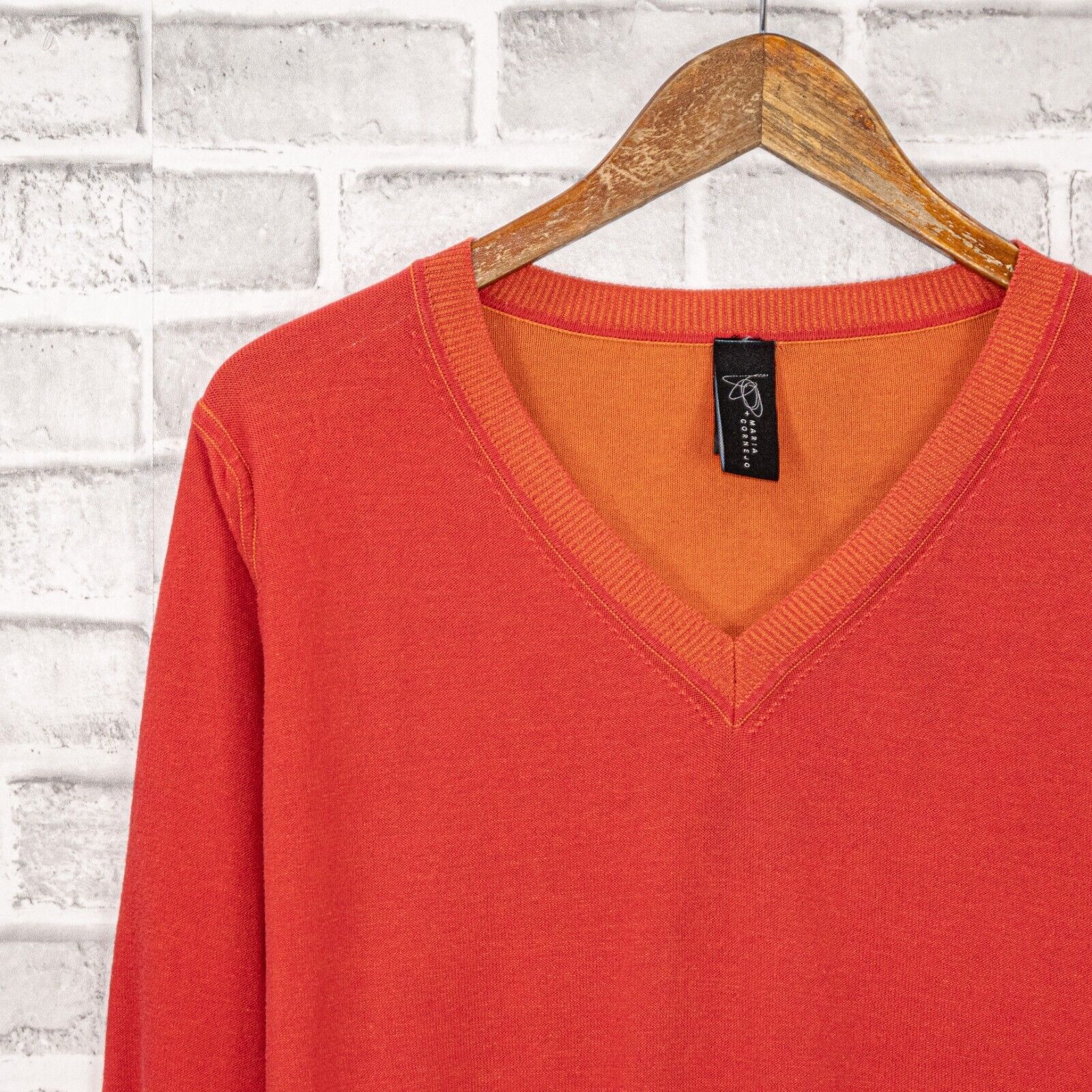 Zero + Maria Cornejo MARIA CORNEJO Men's Vneck Pullover Sweater in Red Cotton Size US L / EU 52-54 / 3 - 4 Thumbnail