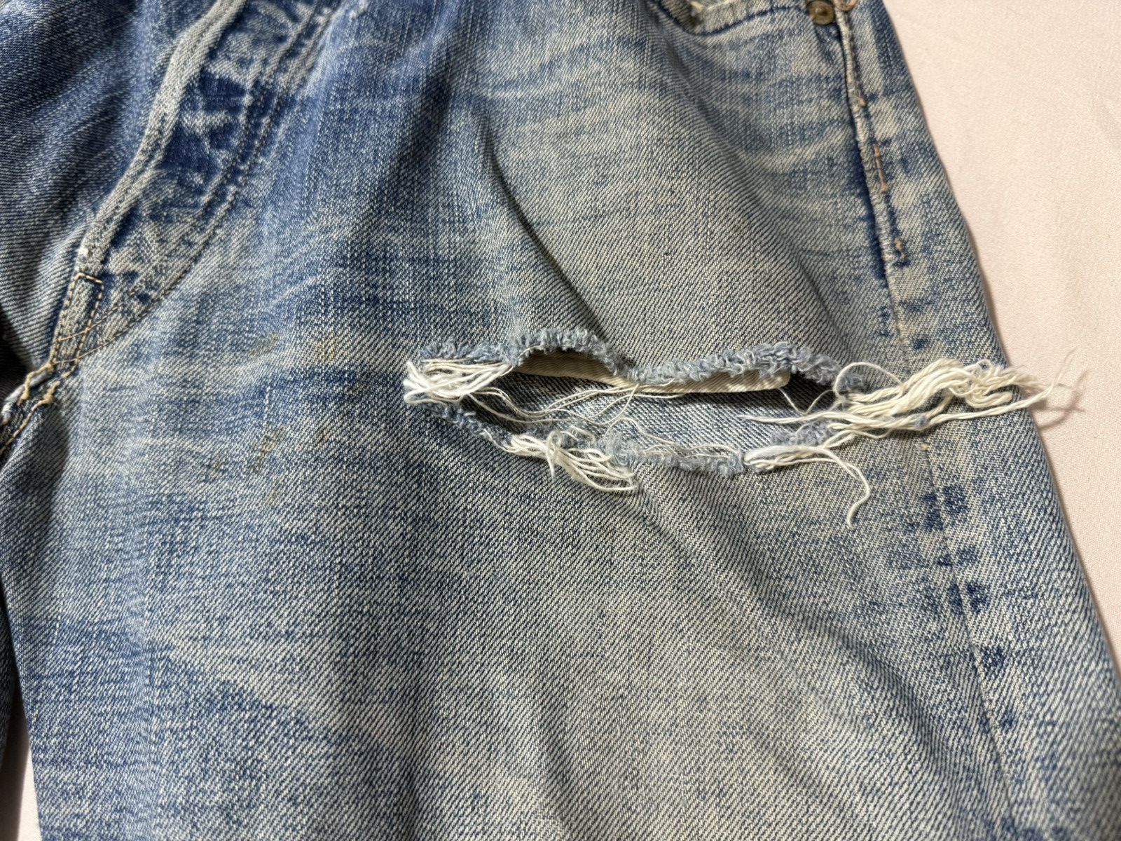 Japanese Brand Heavily Distressed Fullcount Selvedge Denim Size US 33 - 4 Thumbnail