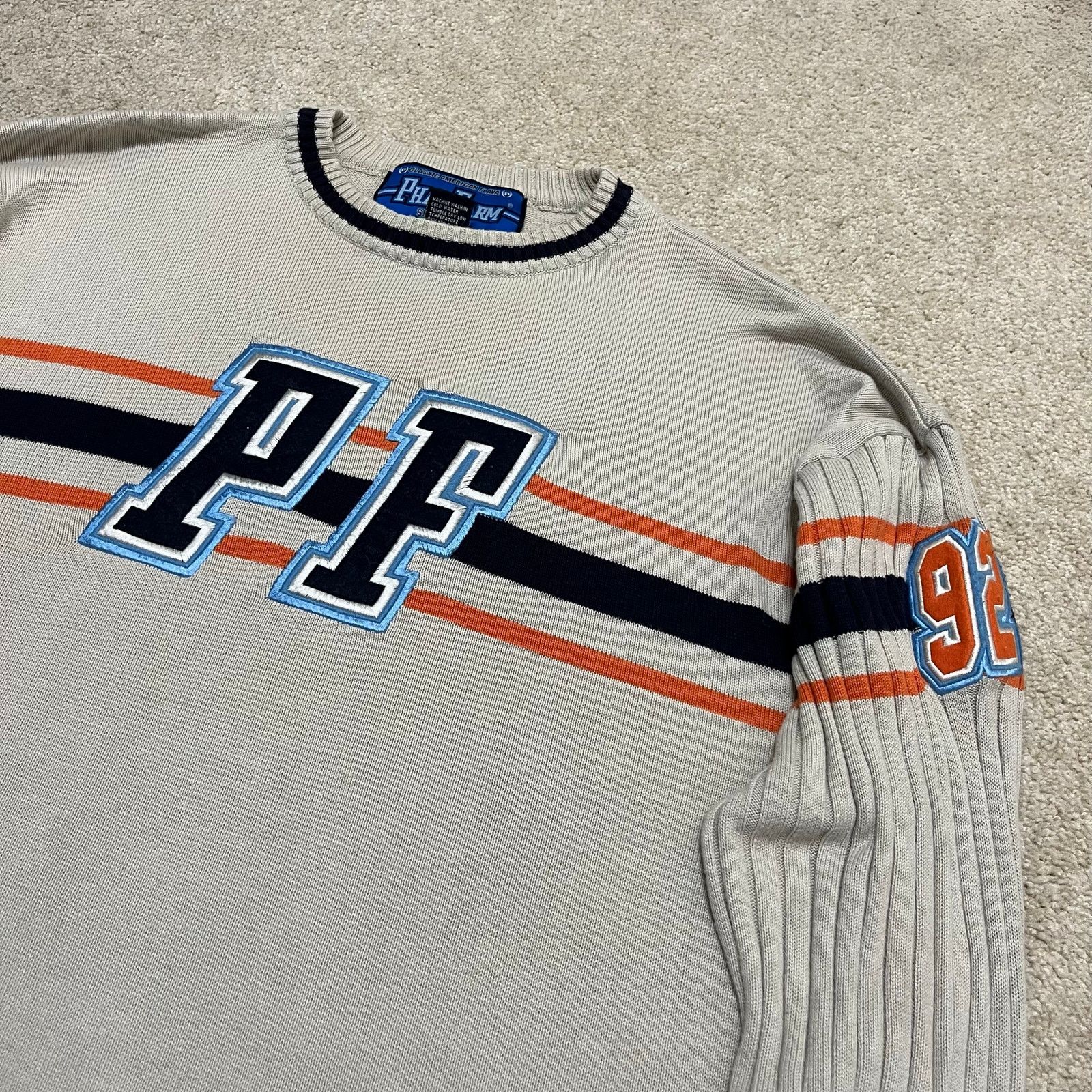 Phat Farm Y2K Phat Farm PF 92 Spellout Streetwear Tan Knit Sweater XL Size US XL / EU 56 / 4 - 3 Thumbnail