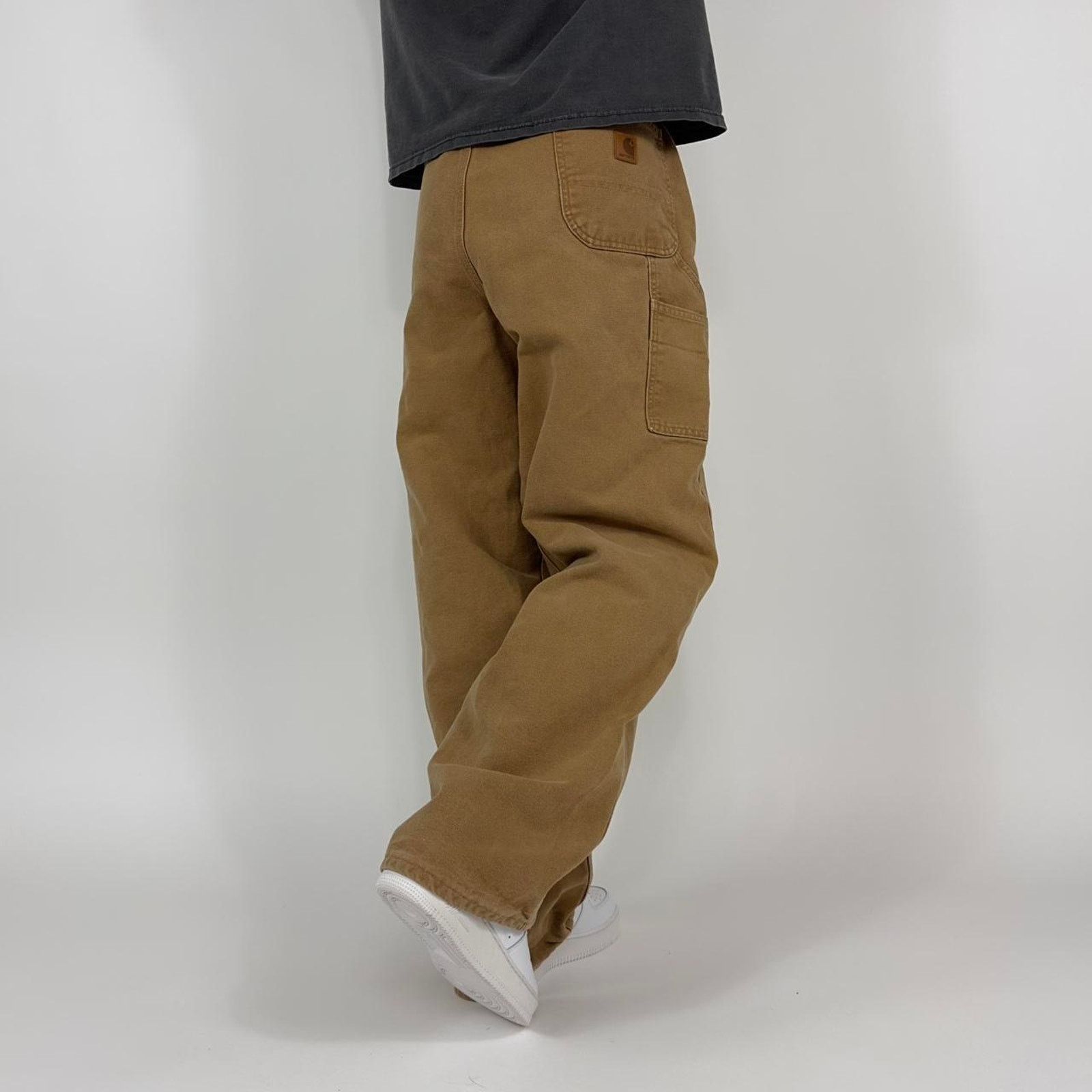 Carhartt × Japanese Brand Baggy Carhartt Dungaree Tan Canvas Loose-Fit Carpenter Pants Size US 42 / EU 58 - 2 Thumbnail