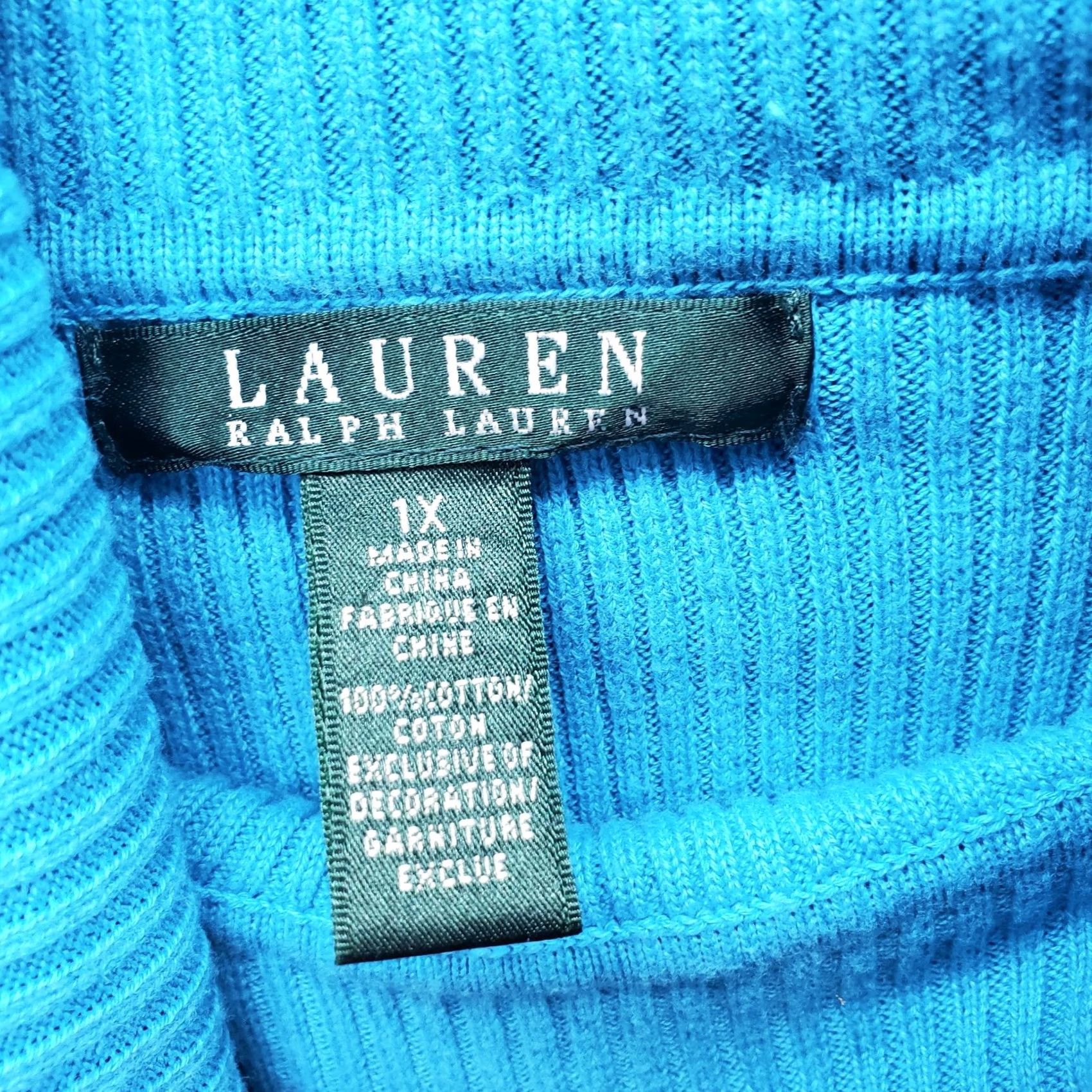 Ralph Lauren Lauren Ralph Lauren Sweater Womens 1X Multi Striped Cotton Logo Rib Turtleneck Size XL / US 12-14 / IT 48-50 - 5 Thumbnail