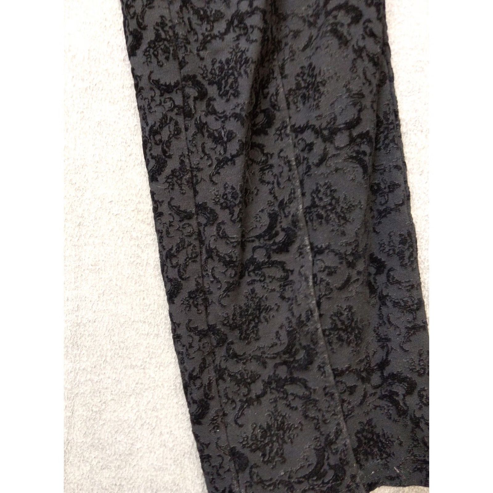 Velvet One 5 Pants Womens L Black Velvet Floral Skinny Jegging Stretch Pull Size 36" / US 14 / IT 50 - 2 Thumbnail