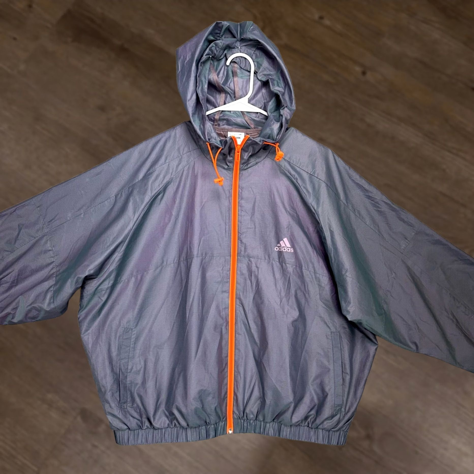 Adidas Adidas Windbreaker Jacket Womens Large Grey Nylon Full Zip Hooded Lightweight Windbreaker Jacket Women L Gray Nike-style? Size L / US 10 / IT 46 - 1 Thumbnail