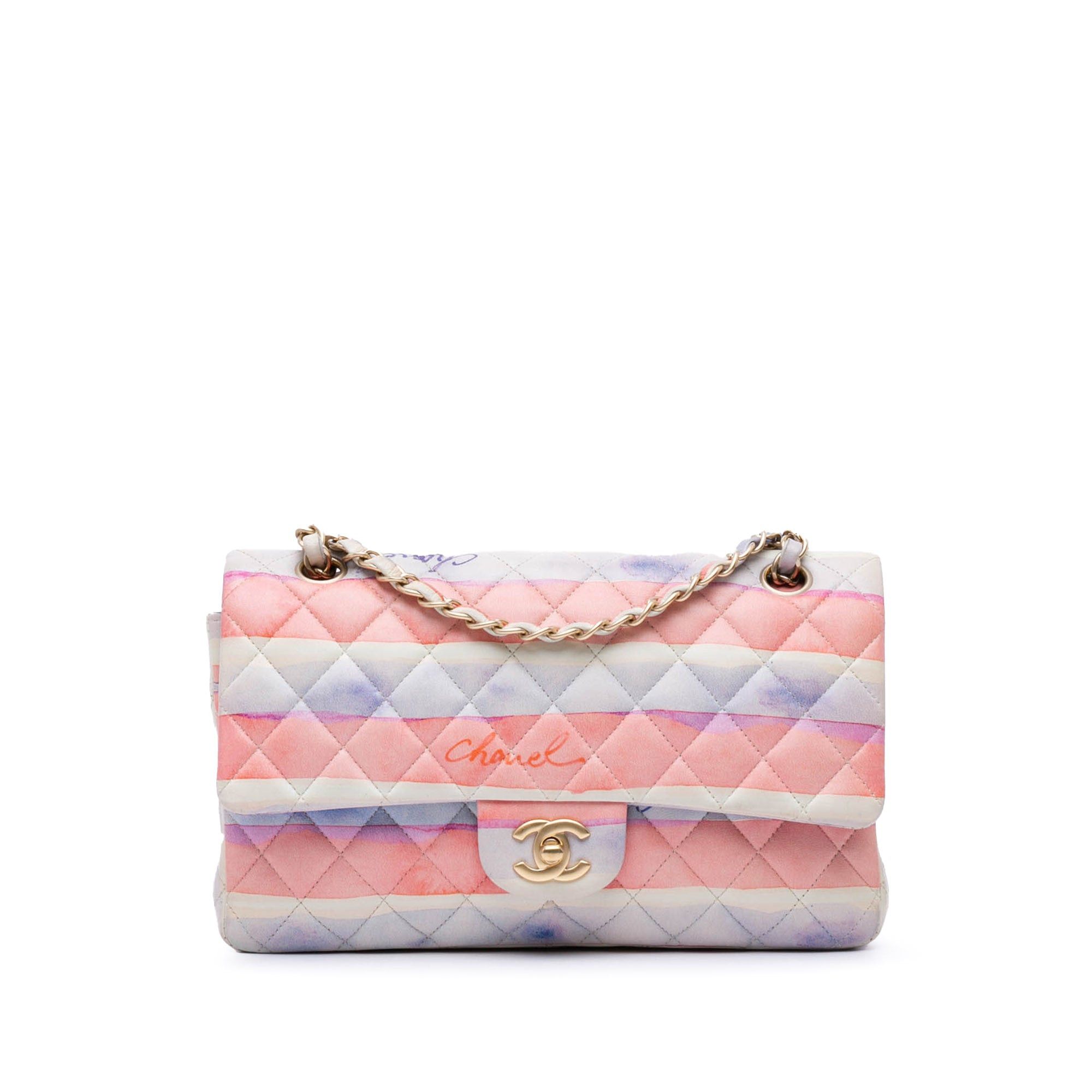 Chanel Chanel Medium Classic Printed Lambskin Watercolor Double Flap Multi Size ONE SIZE - 1 Thumbnail