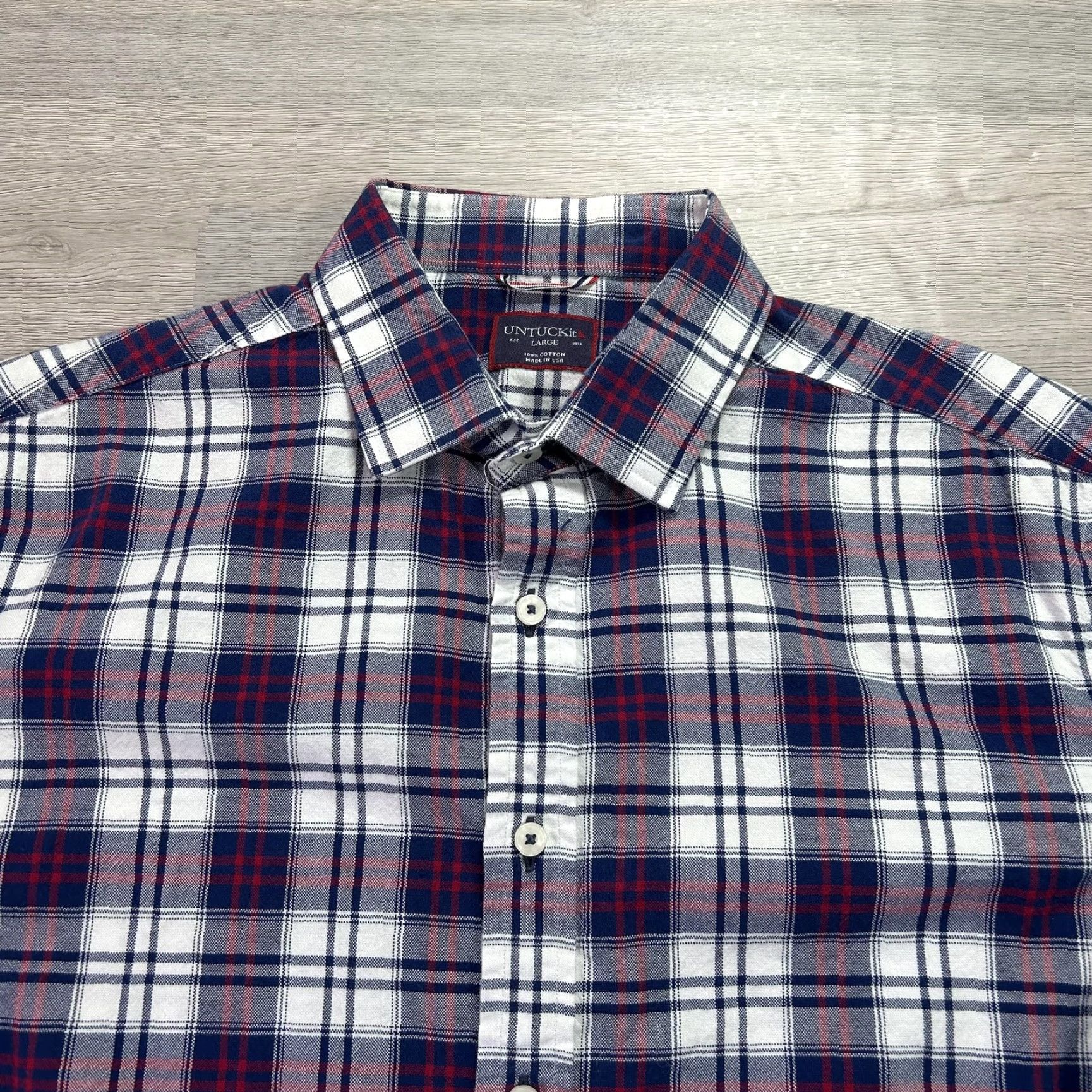 UNTUCKit UNTUCKit Shirt Mens Large Blue Red Plaid Button Down Long Sleeve USA Size US L / EU 52-54 / 3 - 3 Thumbnail