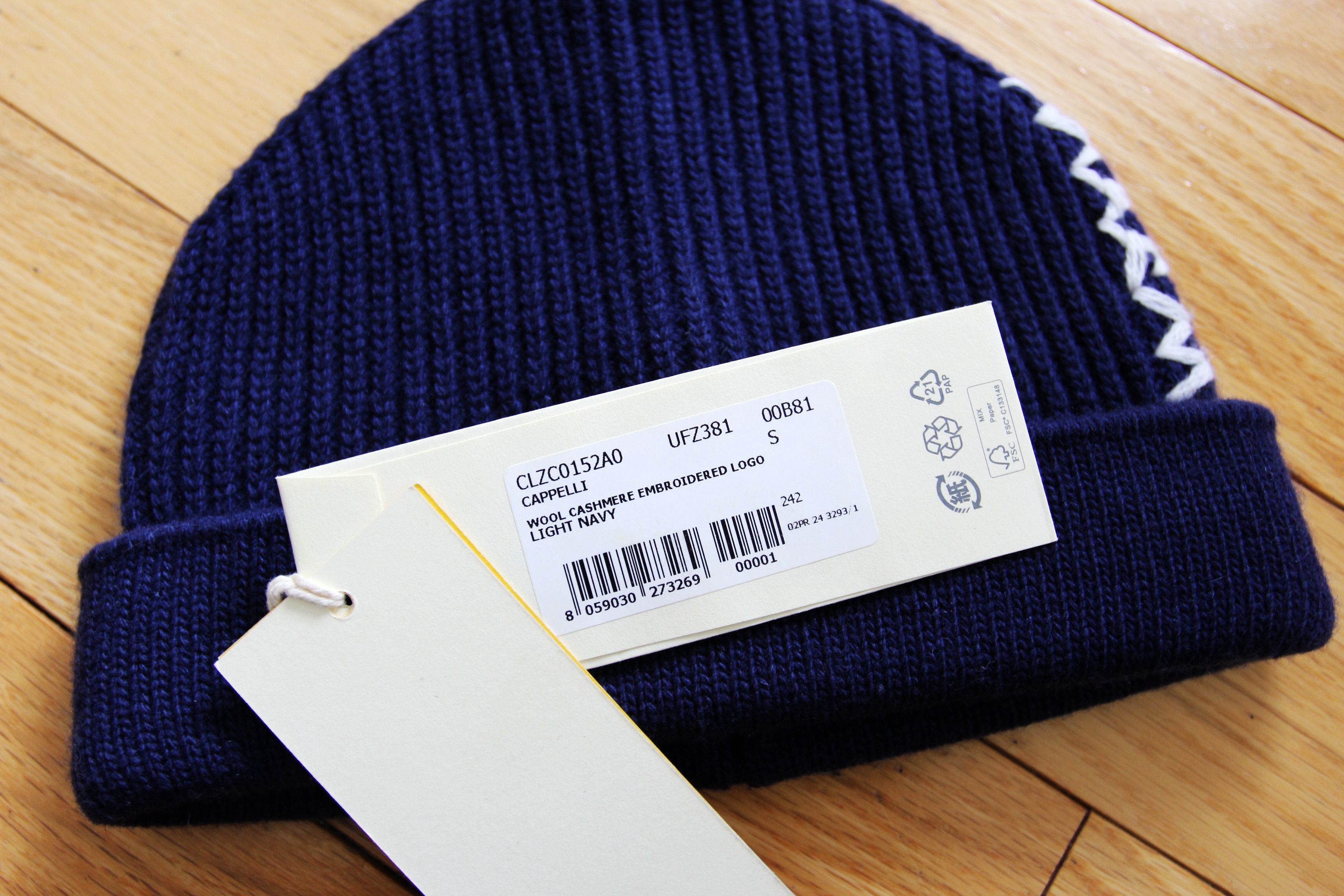 Marni BNWT AW24 MARNI EMBROIDERY CUFF BEANIE NAVY S Size ONE SIZE - 5 Thumbnail