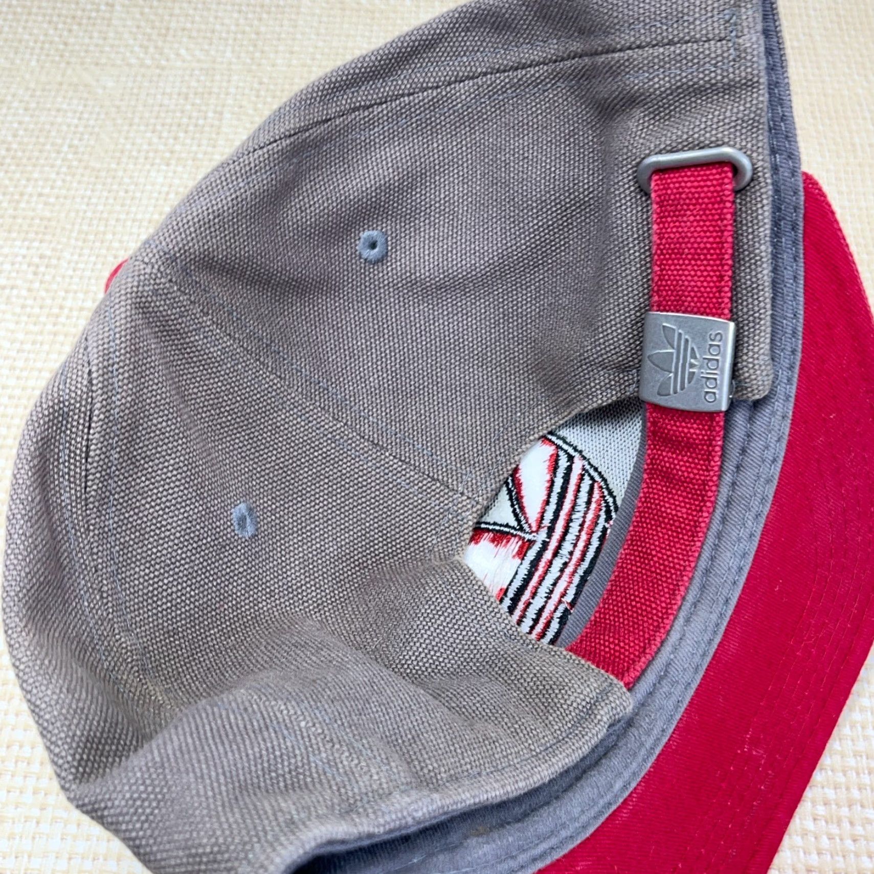Adidas Adidas Hat Cap Trefoil Black Red Gray Canvas Faded Retro Adult Y2K Strap Back Size ONE SIZE - 7 Thumbnail