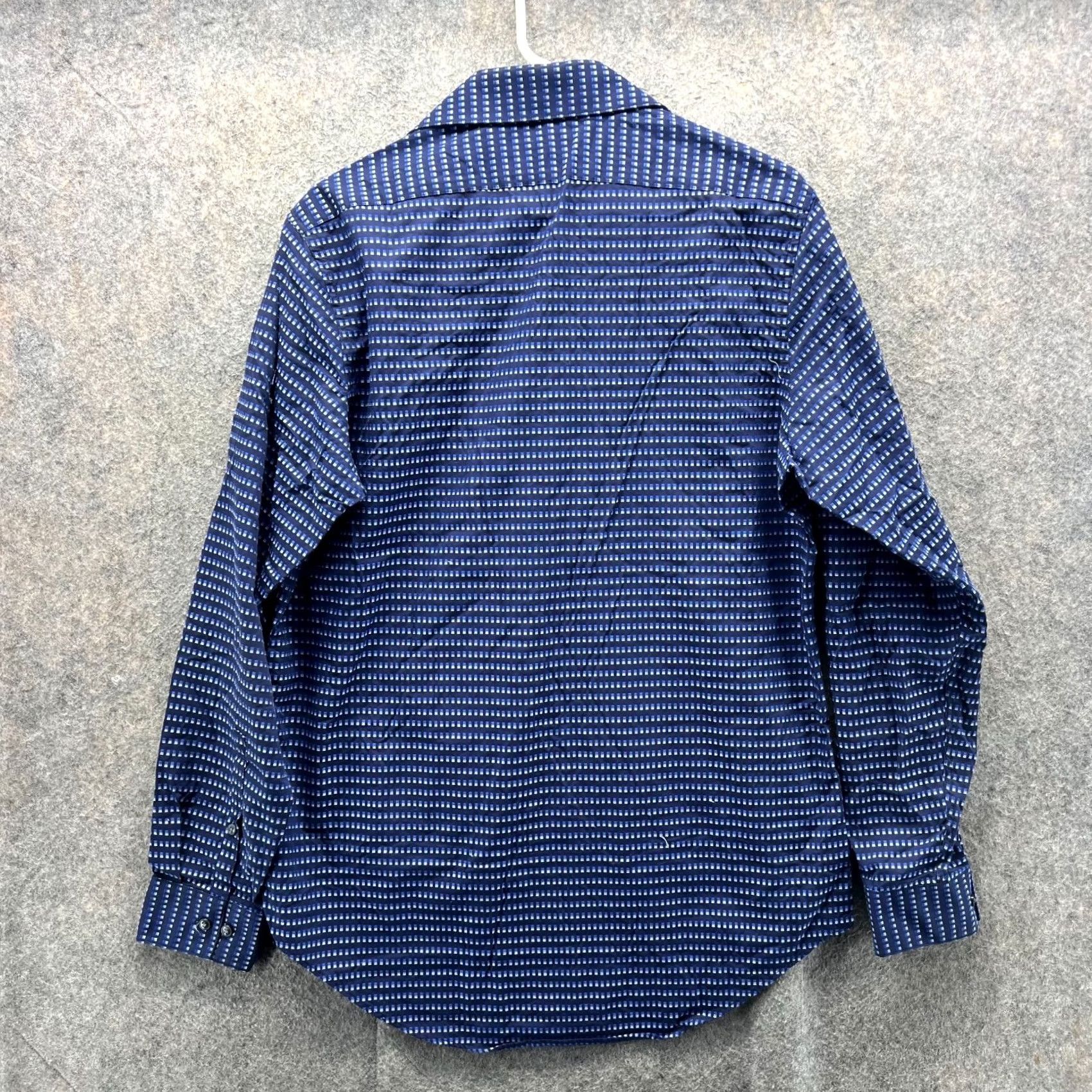 Calvin Klein Calvin Klein Shirt Mens Large Blue Navy Button Down Dress Slim Patterned Dots Size 42R - 2 Thumbnail