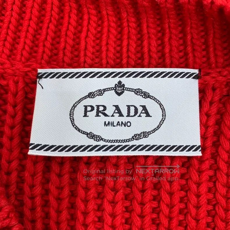 Prada Prada Red logo letter embroidery cotton V-neck long-sleeve Size XXS / US 00 / IT 34 - 6 Thumbnail