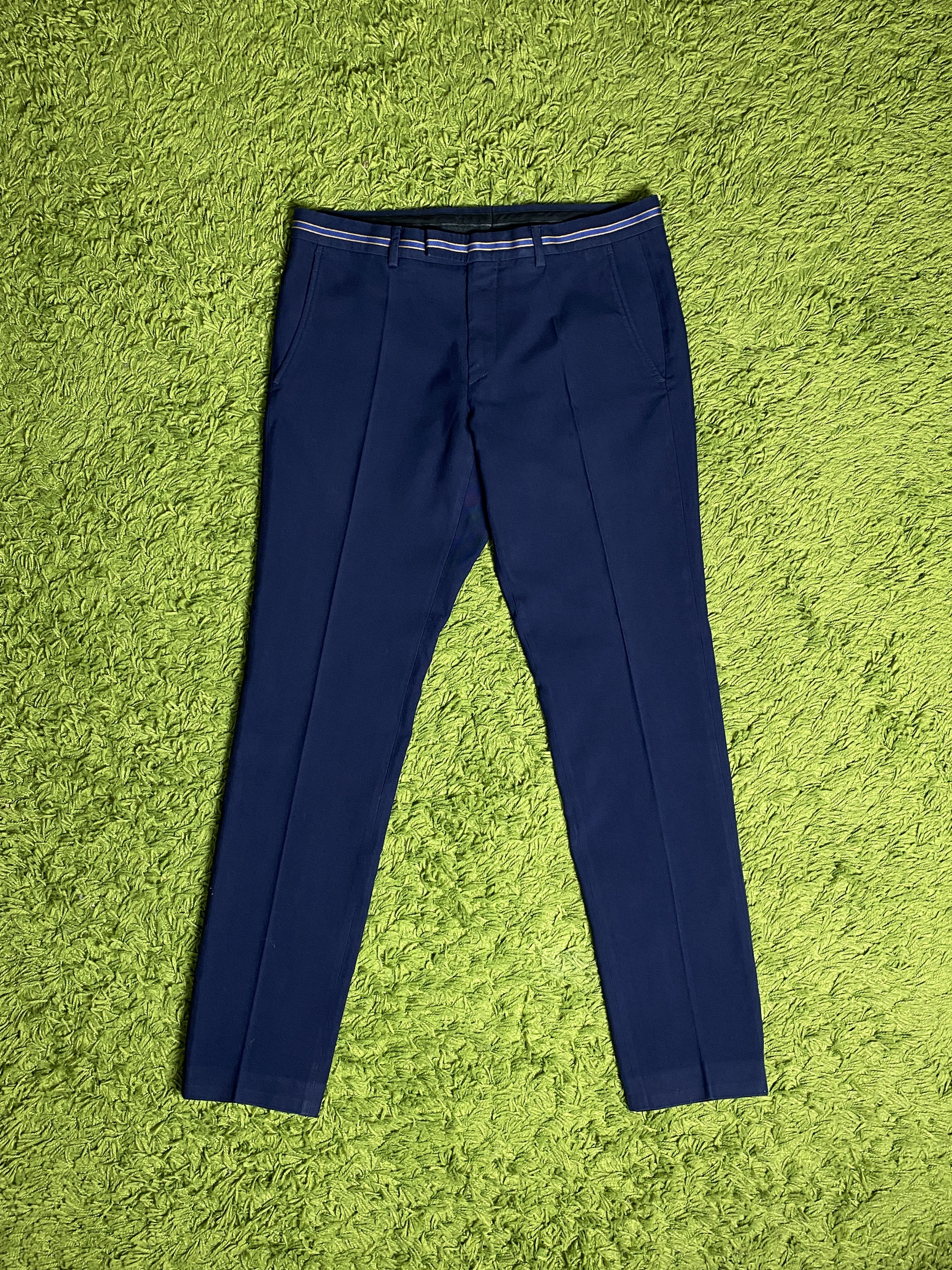 image of Gucci Casual Dress Blue Slim Cotton Pants Trousers, Men's (Size 30)