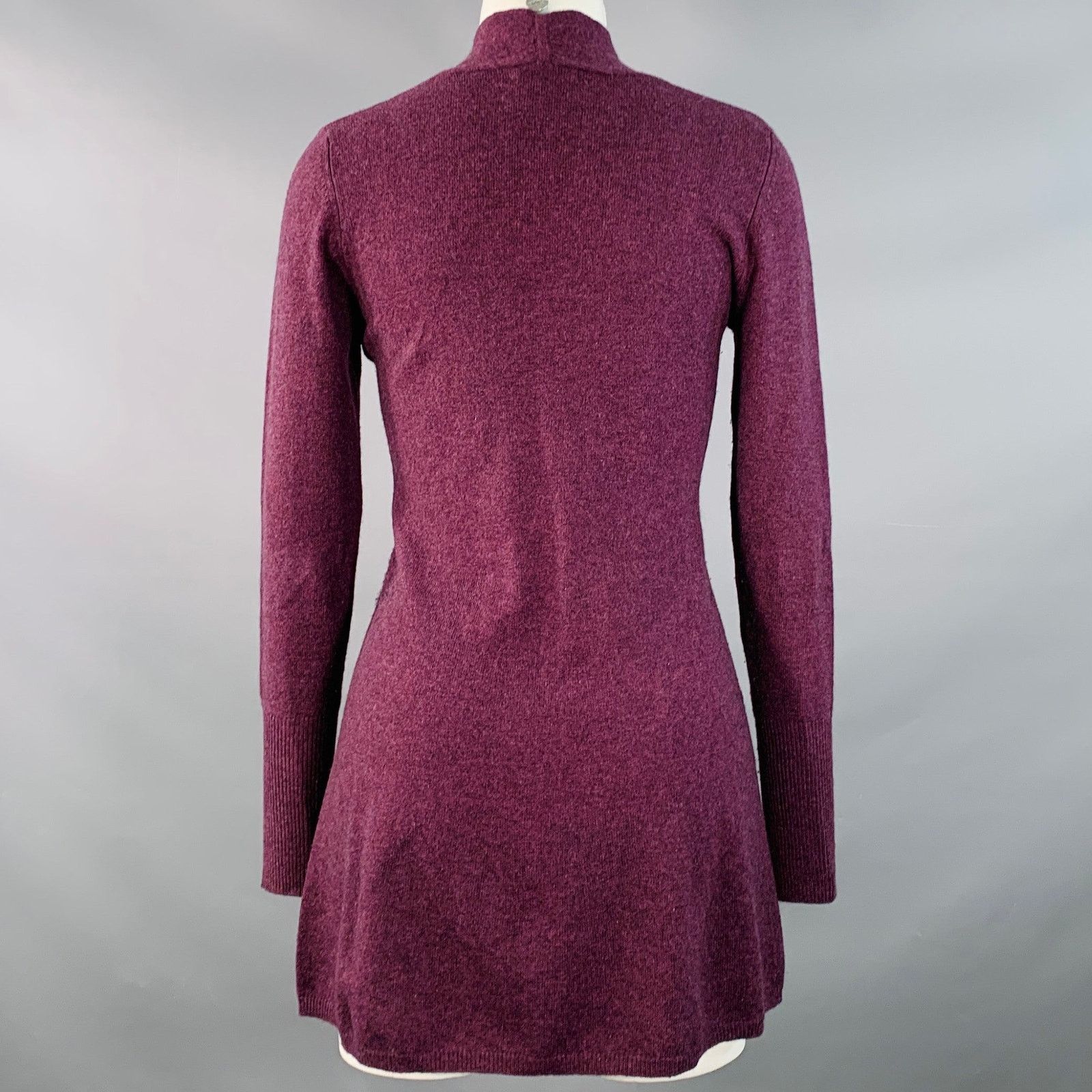 Other FORTE Maroon Melange Cashmere V-Neck Mini Sweater Dress Size XS / US 0-2 / IT 36-38 - 3 Thumbnail