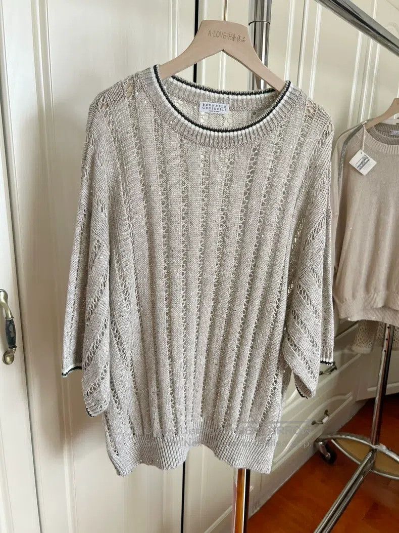 Brunello Cucinelli Brunello Cucinelli Discount Glitter Short Sleeve Size M / US 6-8 / IT 42-44 - 3 Thumbnail