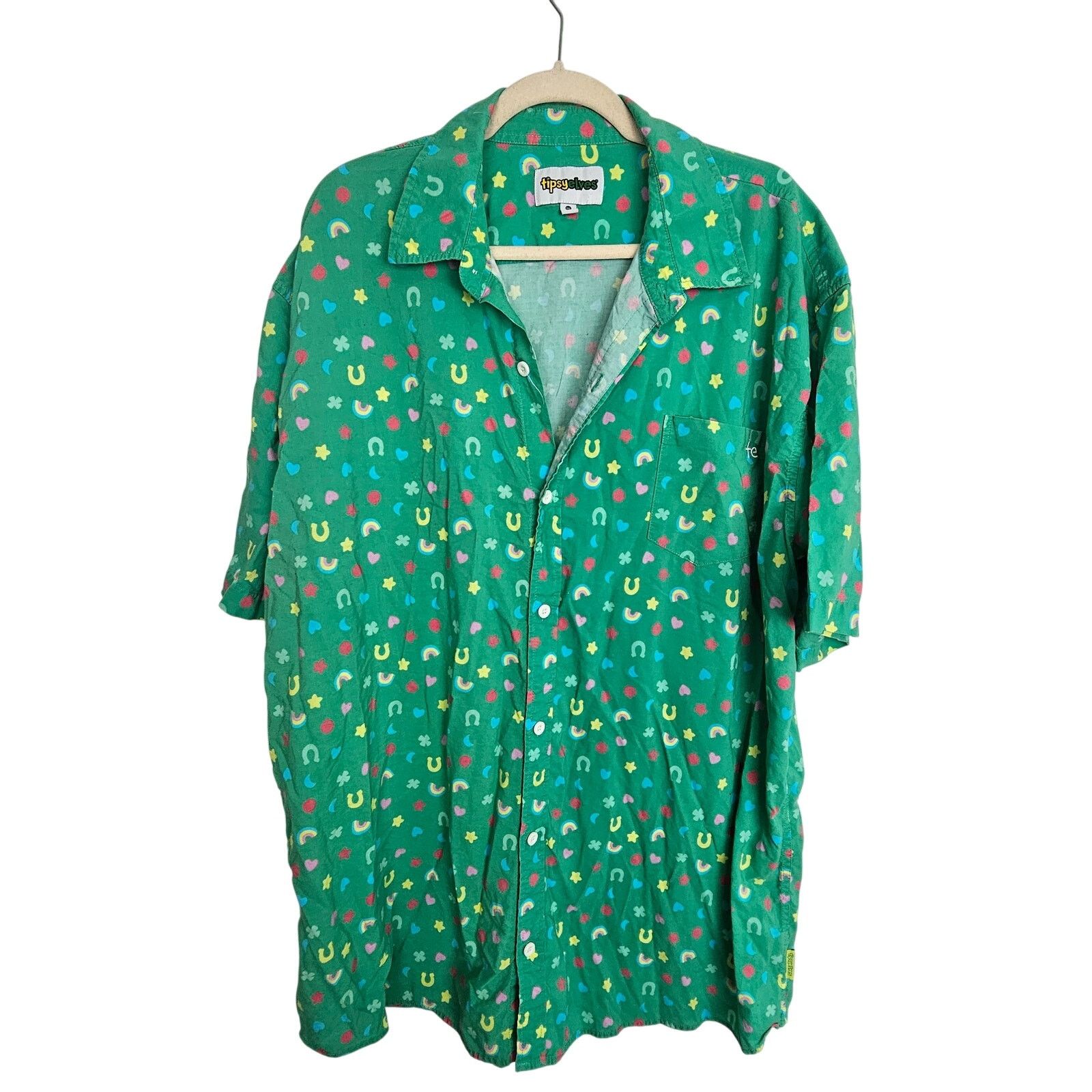 Tipsy Elves Tipsy Elves Shirt Green Lucky Charm Print Button 3XL Size US XXL / EU 58 / 5 - 1 Thumbnail