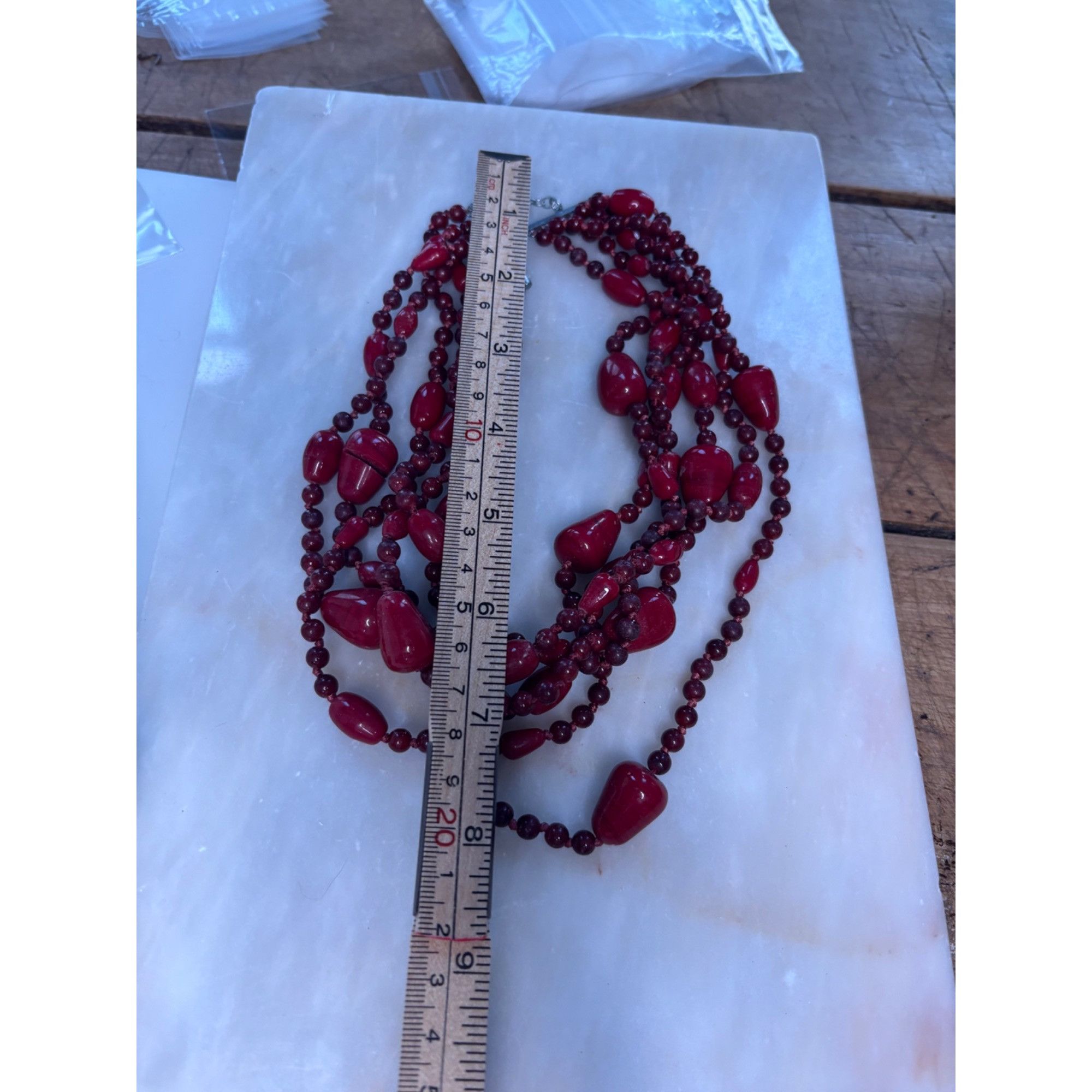 Other Vintage Red Beaded Necklace & Bracelet Set Size ONE SIZE - 5 Thumbnail