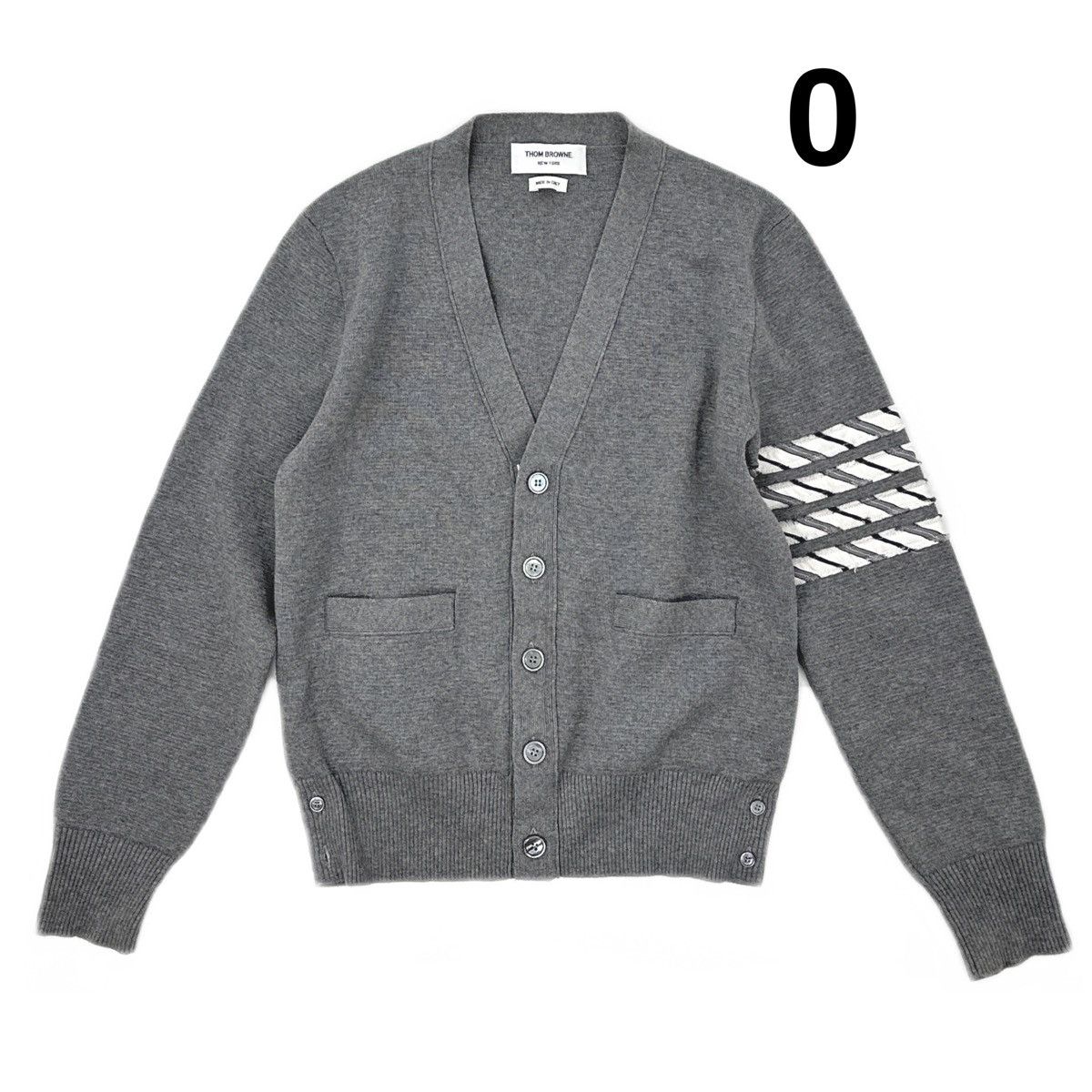 Thom Browne Thom Browne grey Milano stitch cotton V-neck cardigan Size US S / EU 44-46 / 1 - 1 Thumbnail