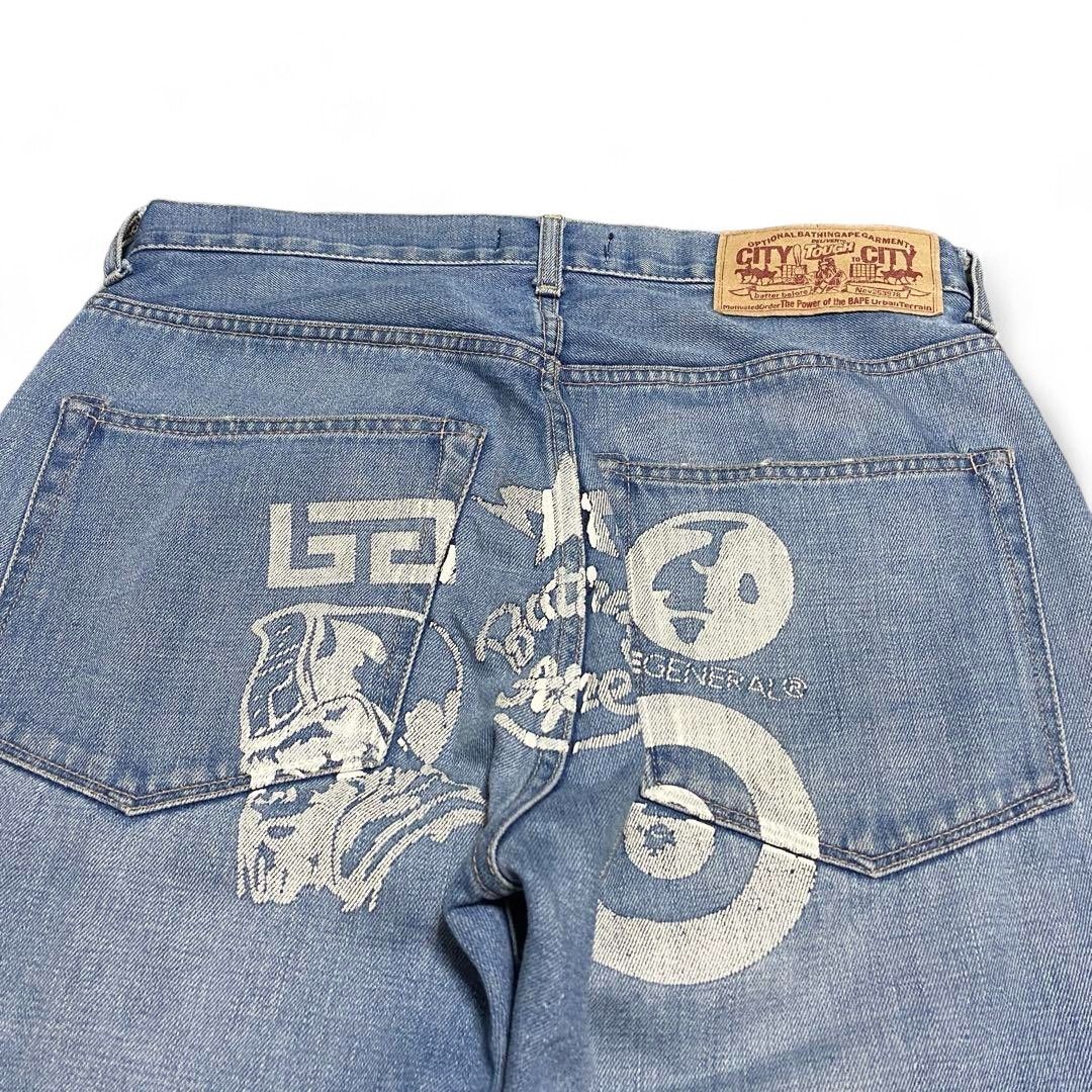 Bape A Bathing Ape (BAPE) - S Embroidered Baggy Jeans Light Blue Size US 30 / EU 46 - 10 Thumbnail