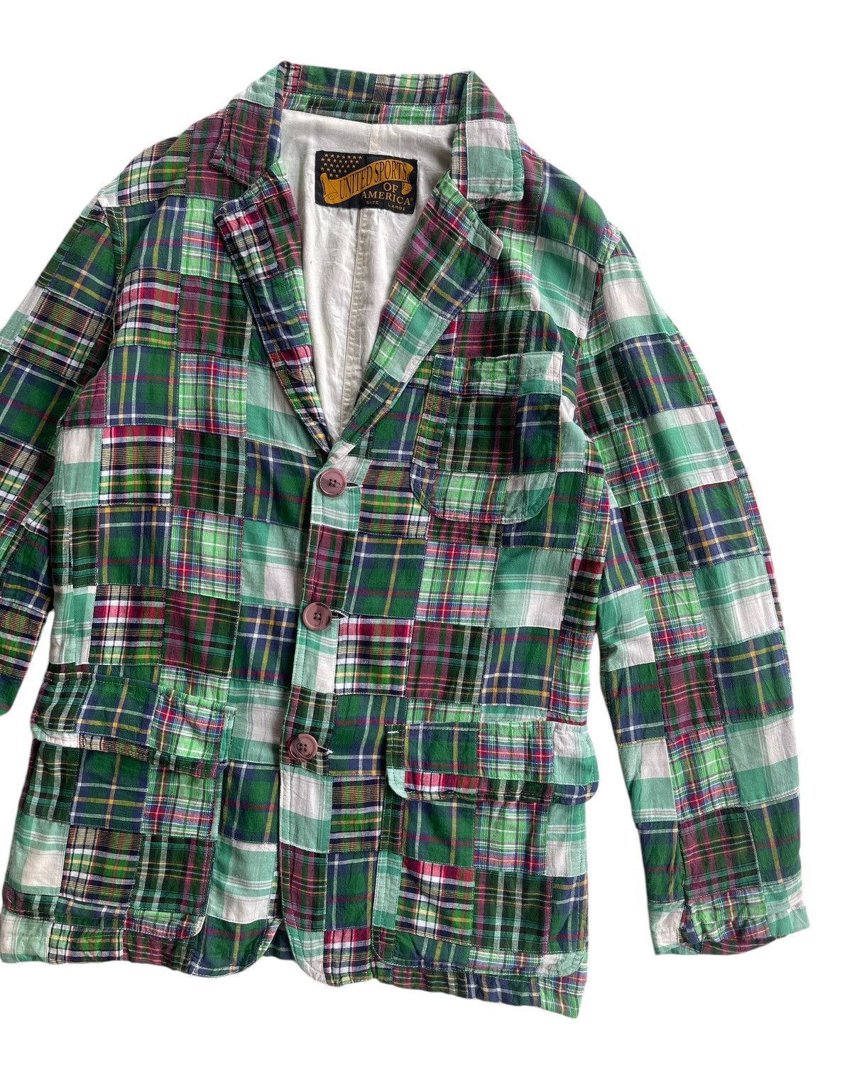 Japanese Brand Multicolor Green Tartan Patchwork Jacket coat Size US M / EU 48-50 / 2 - 6 Thumbnail