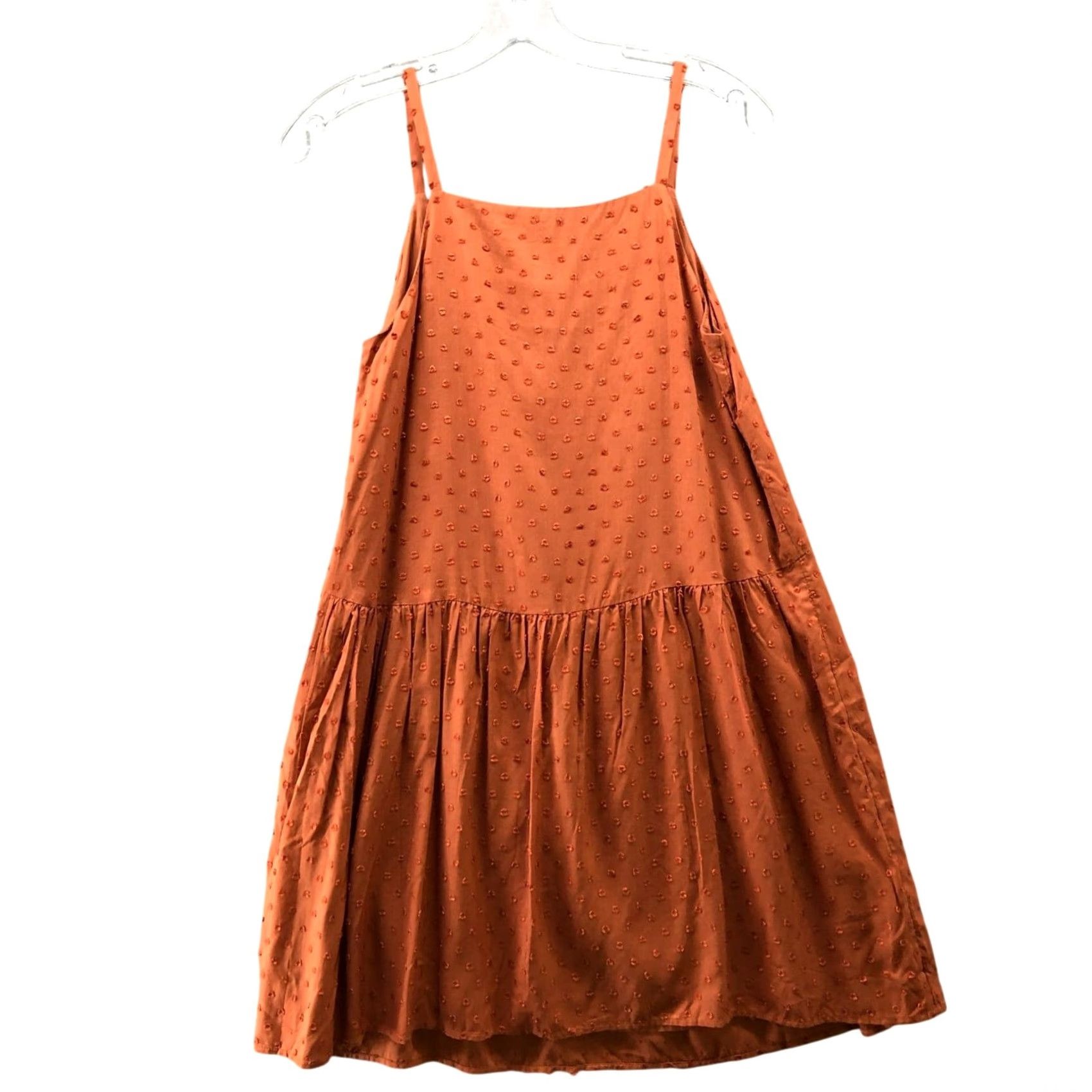 Loft NWT Loft Cami Dress XS Swing Swiss Dot Tan Terracotta Knee Length Relaxed Size XS / US 0-2 / IT 36-38 - 2 Thumbnail