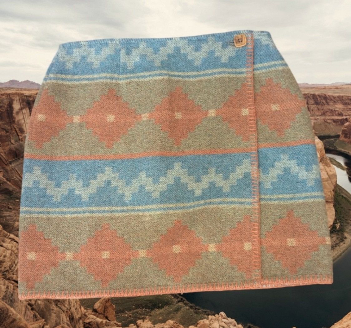 Vintage VTG Southwestern Blanket Wrap Mini Skirt Size 30" / US 8 / IT 44 - 2 Thumbnail