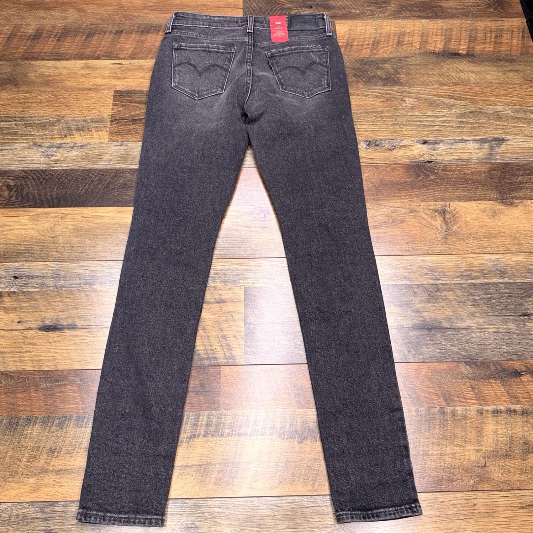 Levi's Levi's 711 Skinny Jeans Womens 25 Black Low Rise Stretch 25x30 Denim Cotton Elastane 5-Pocket Zipper Button Regular Waist Inseam 30 New Size 42" / US 20 - 2 Thumbnail