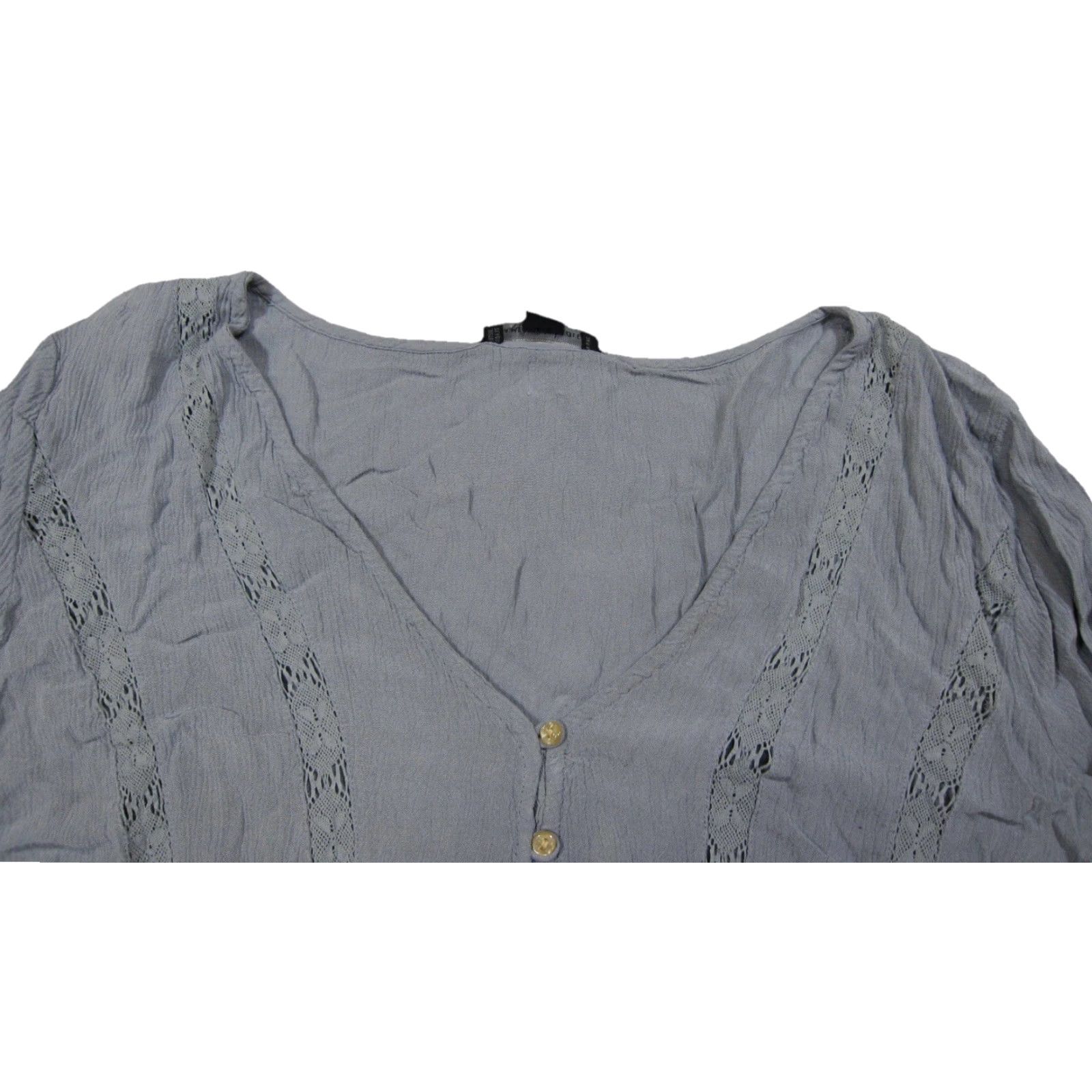 American Eagle Outfitters American Eagle 100% Rayon Blue V-Neck Long Sleeve Tunic Blouse Women Large Size L / US 10 / IT 46 - 4 Thumbnail