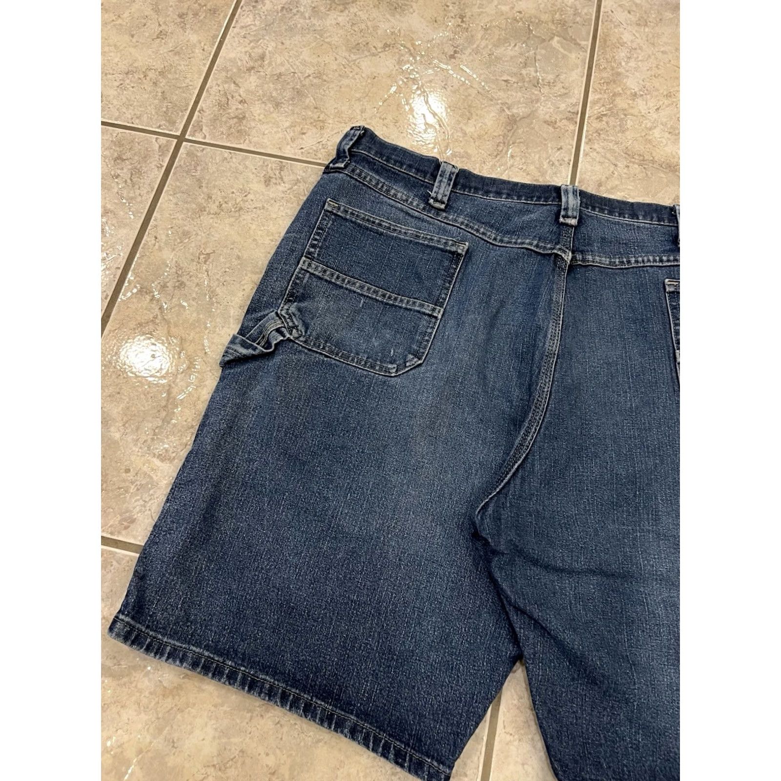 Wrangler Mens 42 Wrangler Denim Carpenter 11" Stretch Shorts Distressed Blue Dad Size US 42 / EU 58 - 3 Thumbnail
