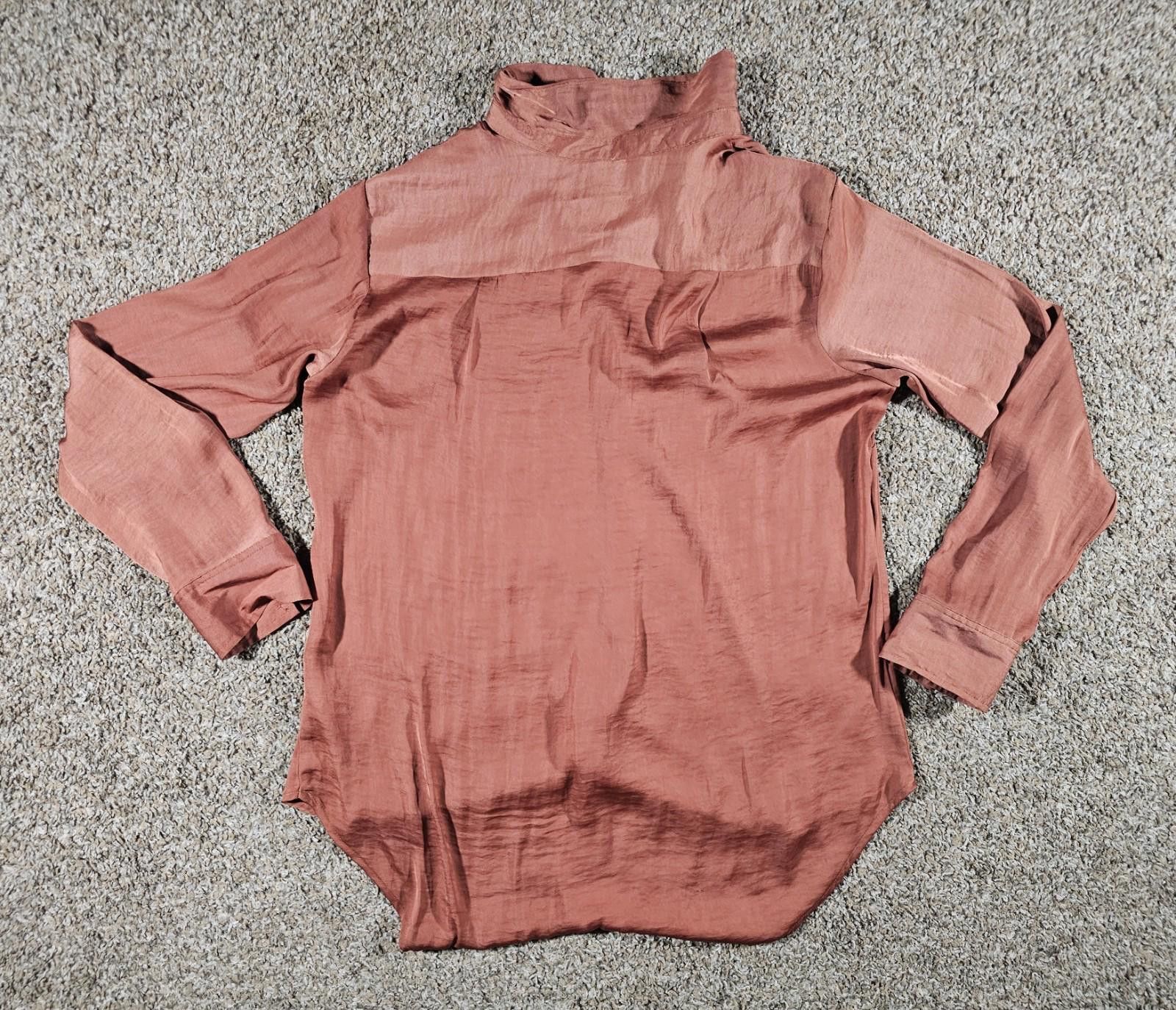 Other A New Day Long Sleeve L Womens Button Up Shirt Orange Brown Size L / US 10 / IT 46 - 8 Thumbnail