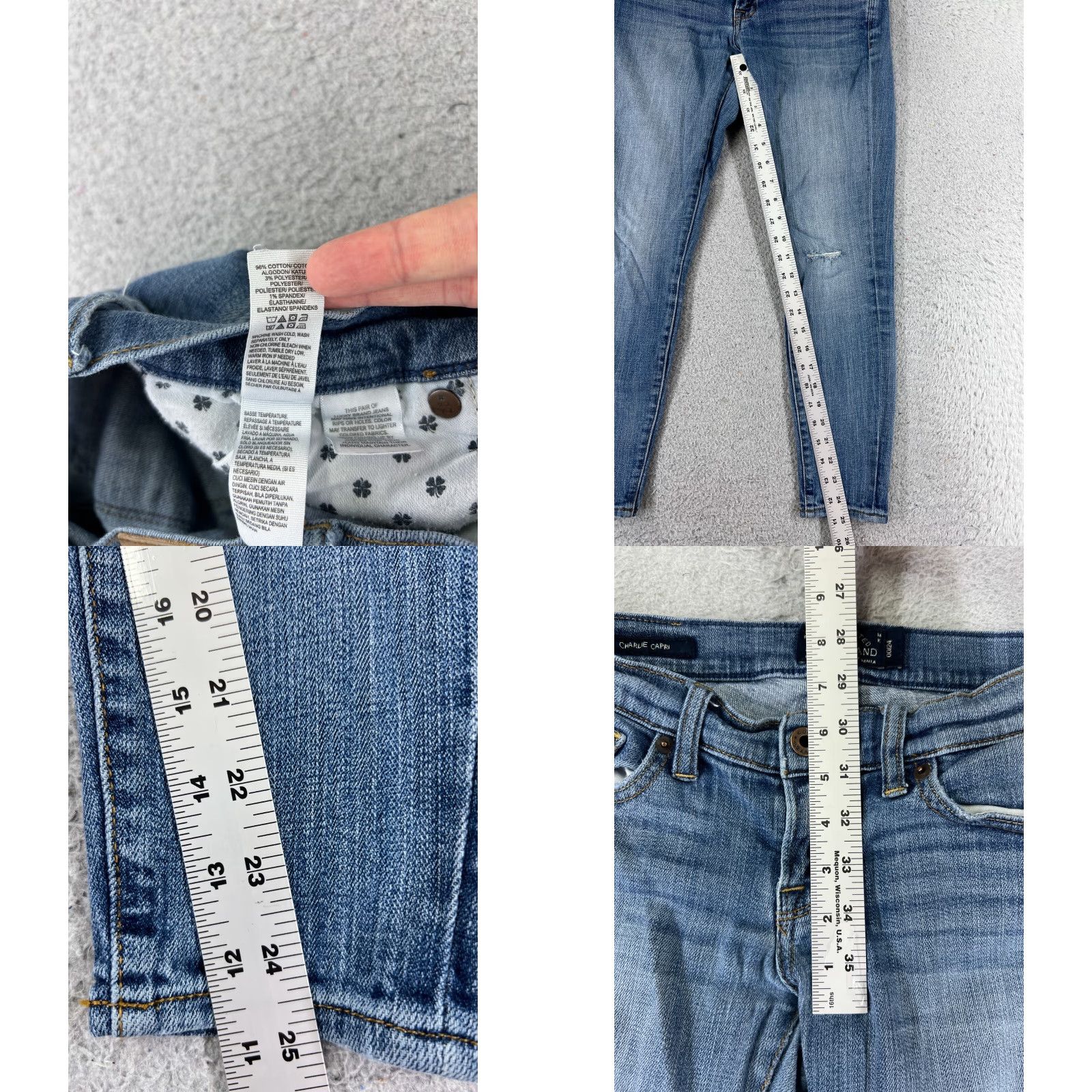 Lucky Brand Lucky Brand Jeans Charlie Skinny 00 Blue Denim Capri Distressed Womens Regular 5-Pocket Cotton Denim Shirt? Size 24" / US 00 / IT 34 - 8 Thumbnail
