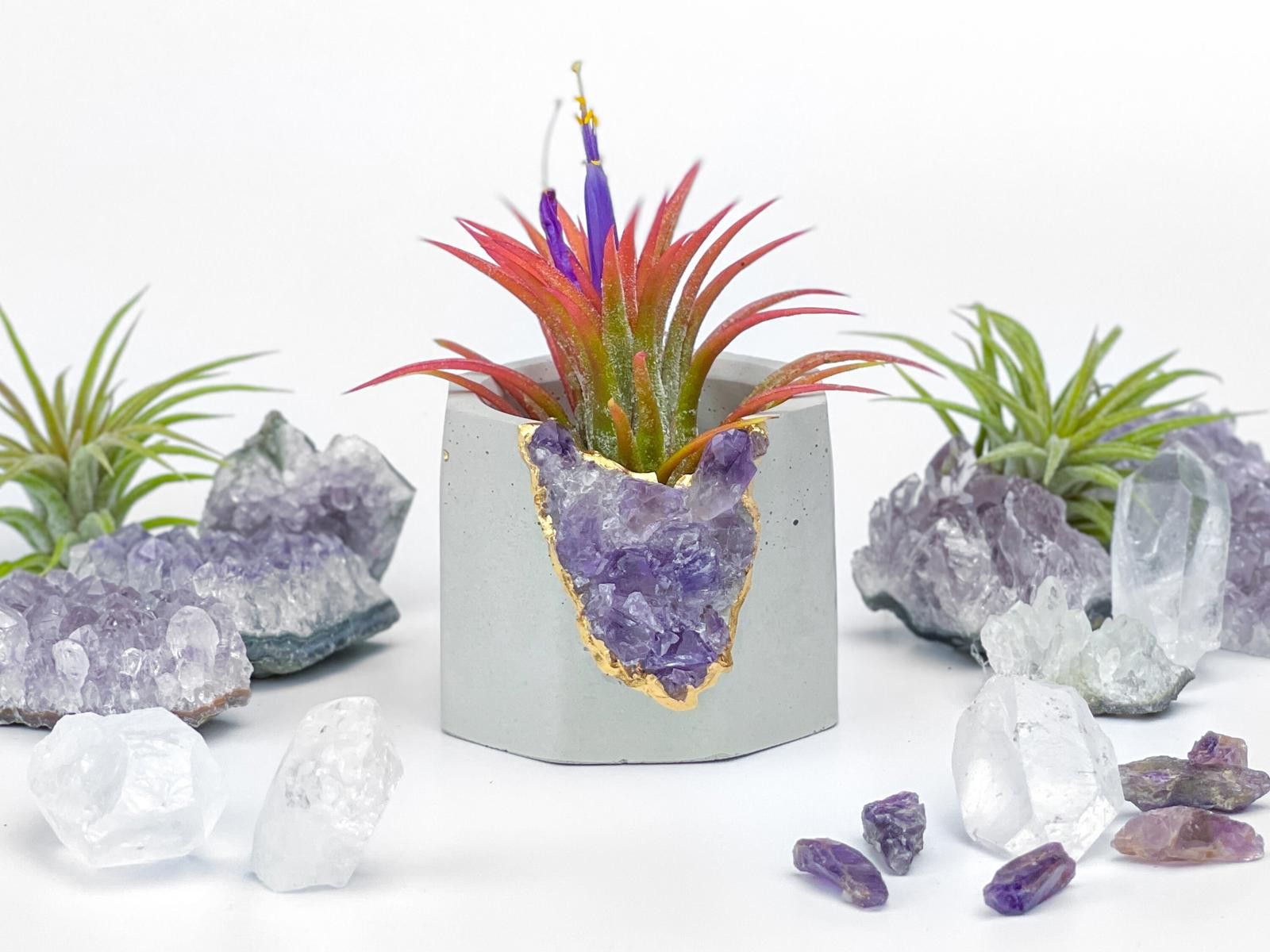 Other Gift Raw Amethyst Crystal Planter Geode Planter vase pot Size ONE SIZE - 2 Thumbnail
