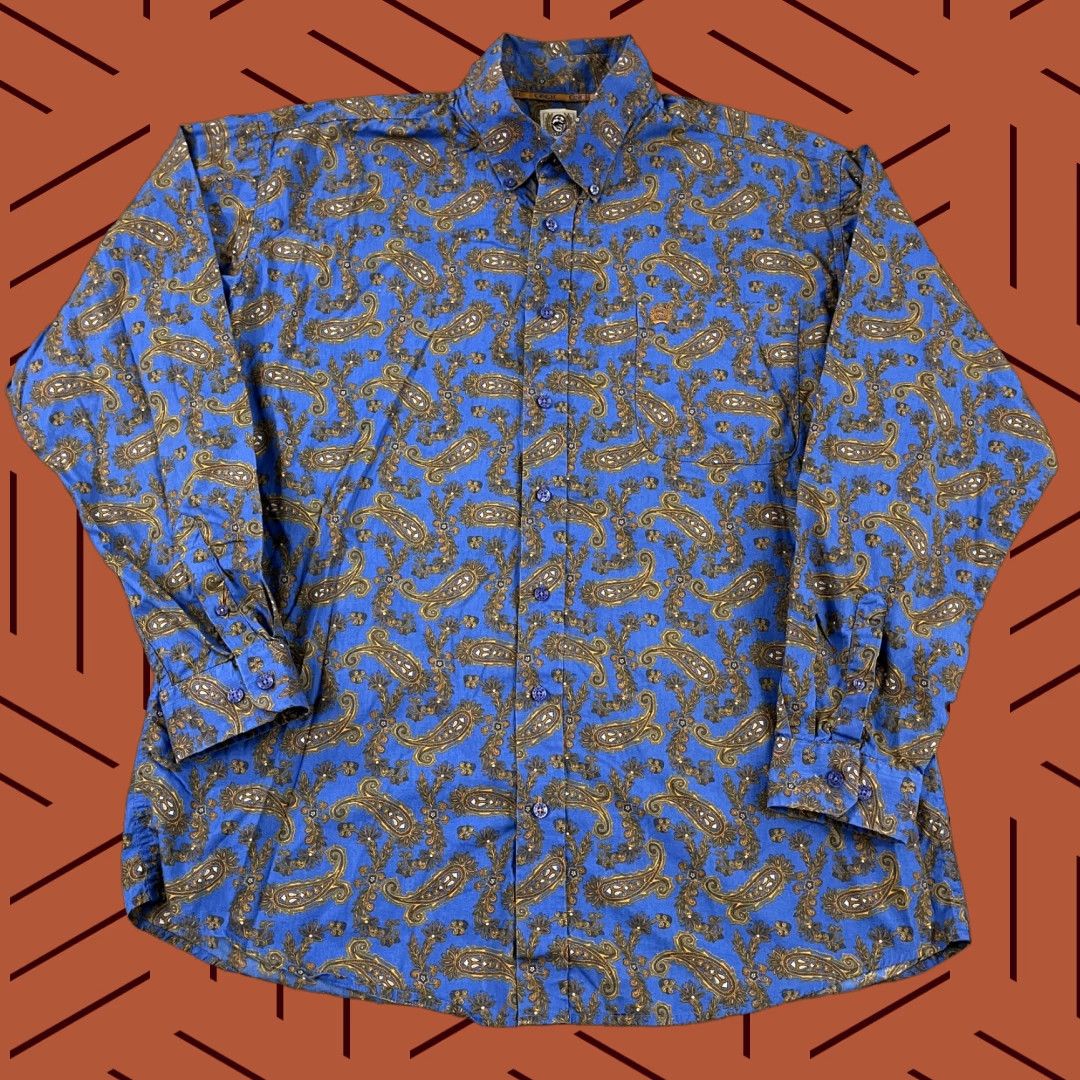 Vintage CINCH Shirt Mens Large Blue Paisley Western Wear Cowboy Button Down Long Sleeve Size US L / EU 52-54 / 3 - 1 Thumbnail