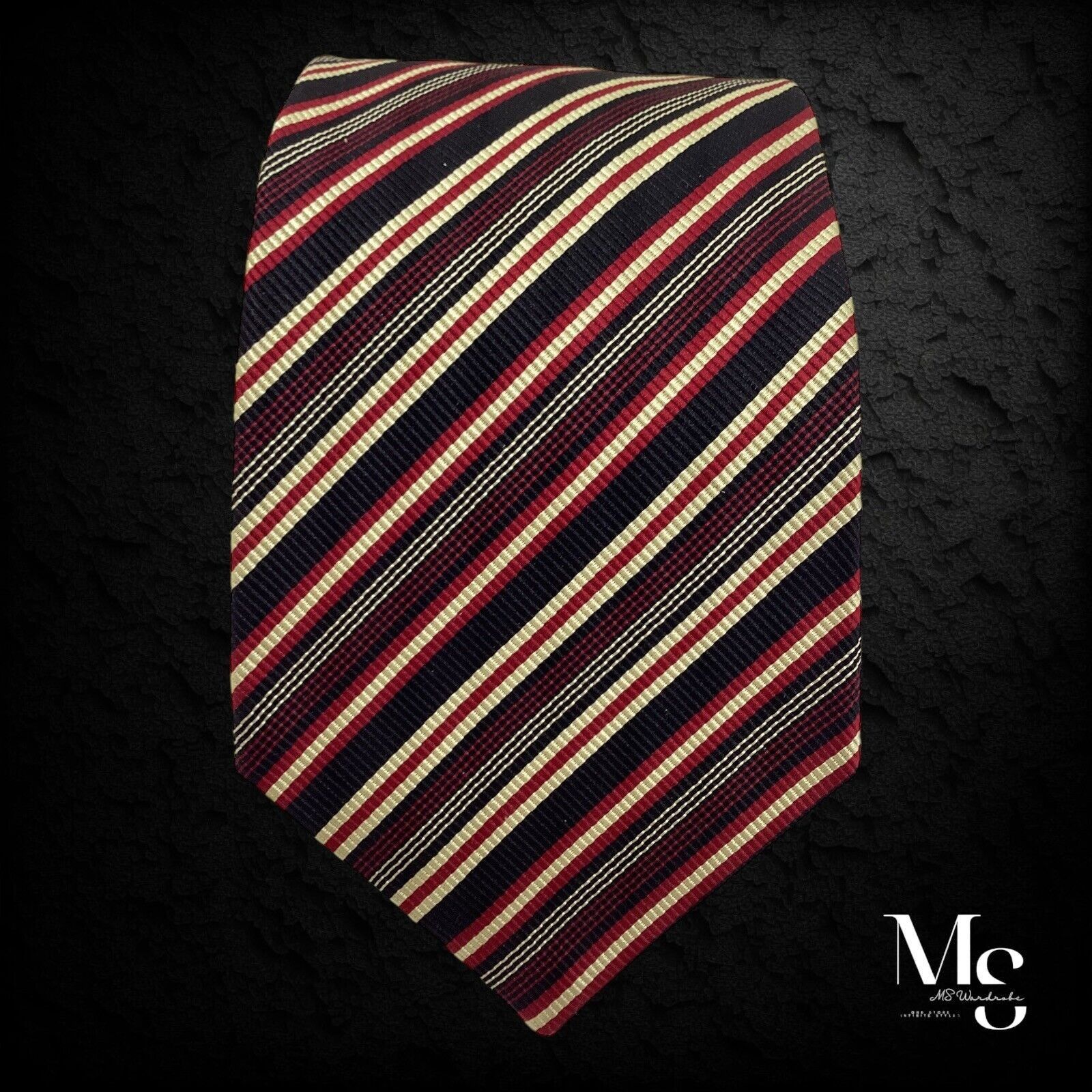Kiton KITON NAPOLI 7Fold Burgundy Striped Silk Tie Made In Italy W Size ONE SIZE - 6 Thumbnail