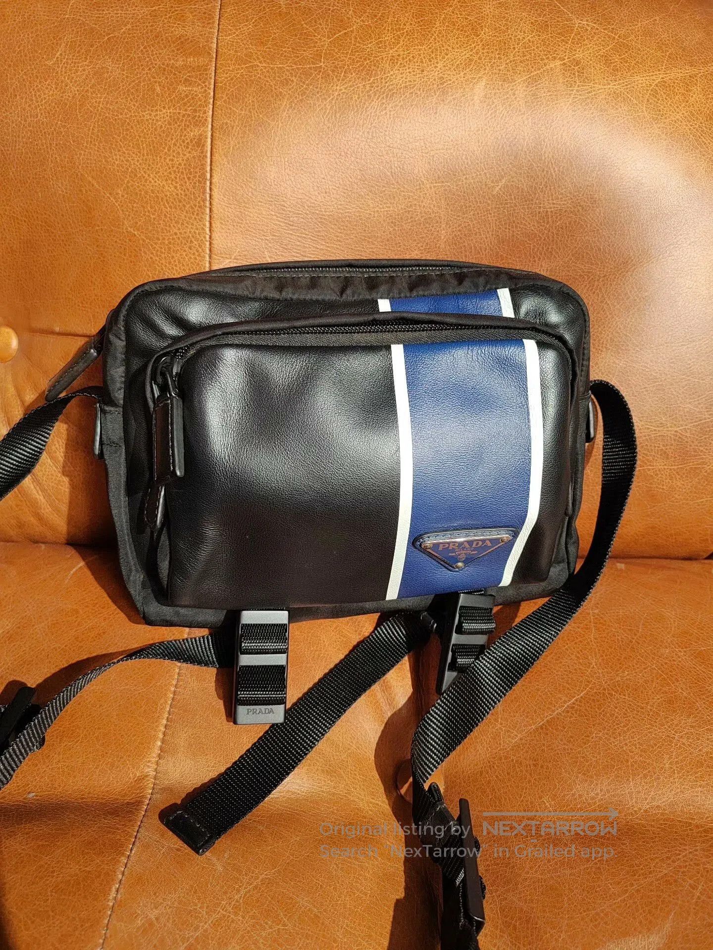 Prada Prada Canvas Crossbody Bag Black Blue. Size ONE SIZE - 2 Thumbnail