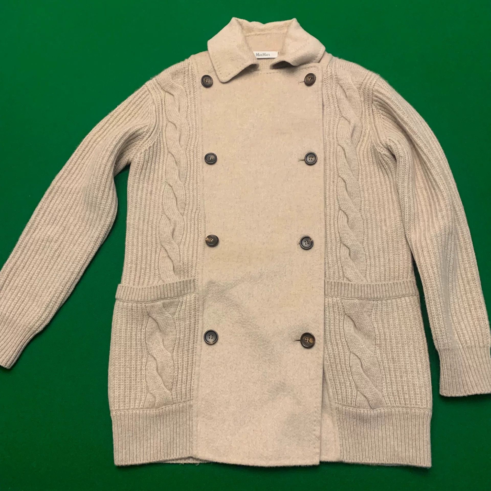 Max Mara Max Mara Beige Double-Breasted Wool Coat Size XS / US 0-2 / IT 36-38 - 1 Thumbnail