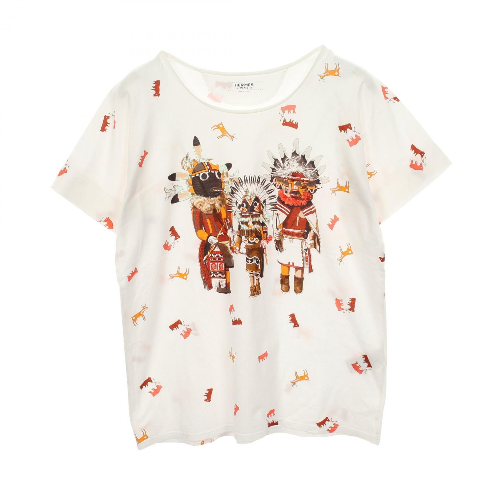 Hermes Hermes Hermes Kachina Cotton T Shirt Textile T-Shirts DUTY FREE for USA Size ONE SIZE - 1 Thumbnail